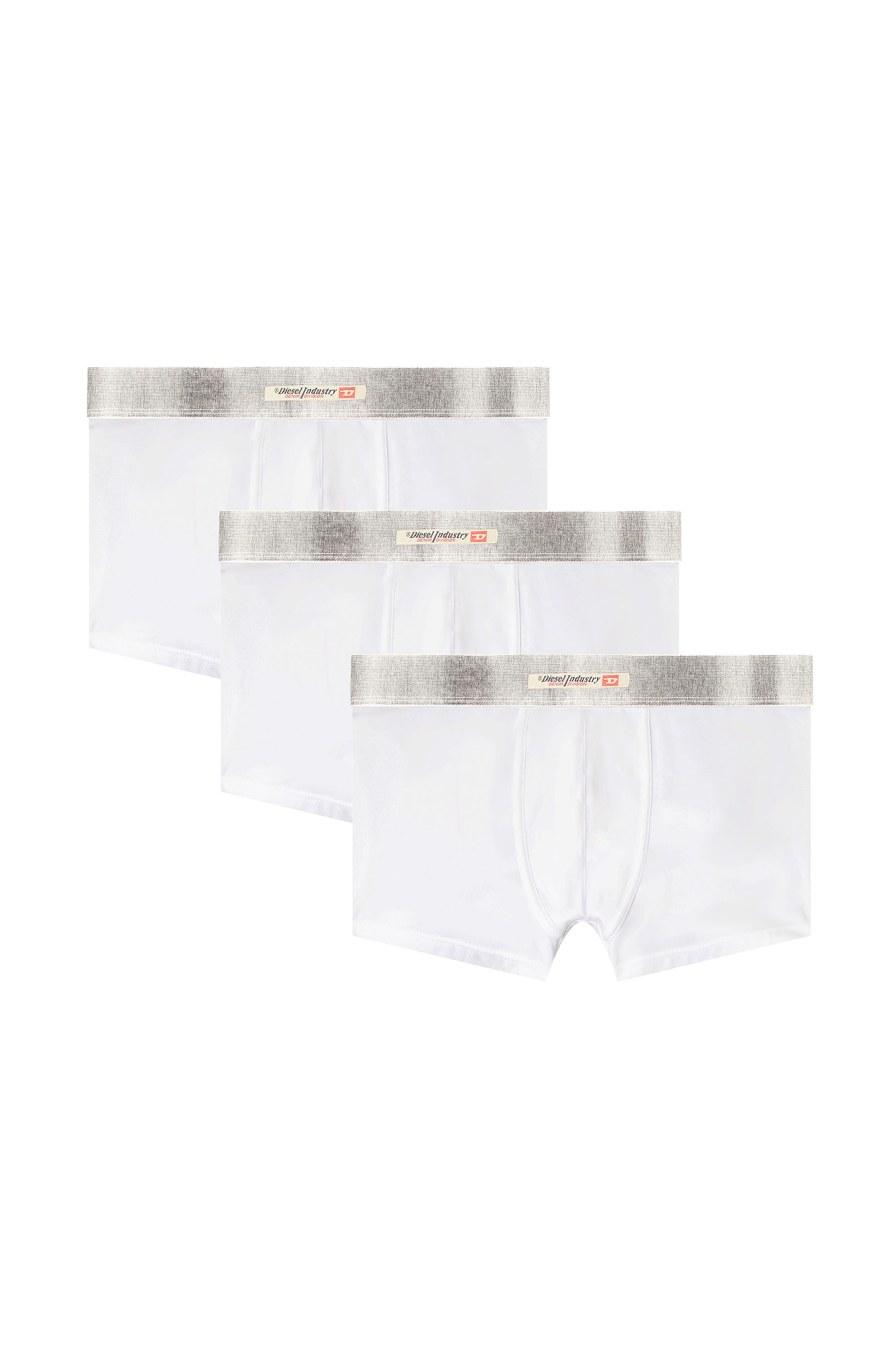Diesel - DAMIEN-DNM-3PACK, Man's 3-pack of stretch cotton boxers with satin waistband in White - 4