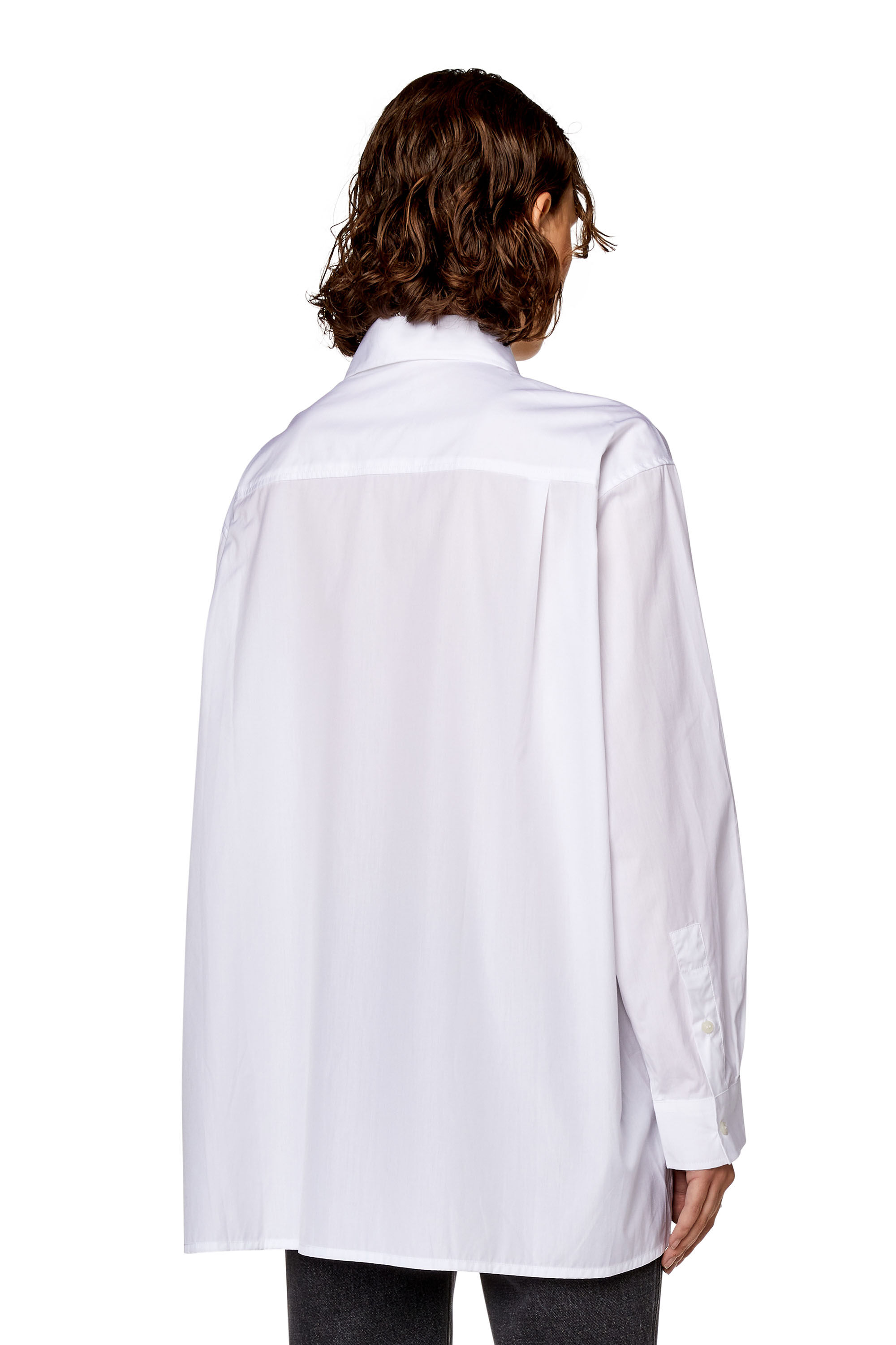 Diesel - C-BRUCE-B, Female's Loose shirt with 3D embroidery in White - 4