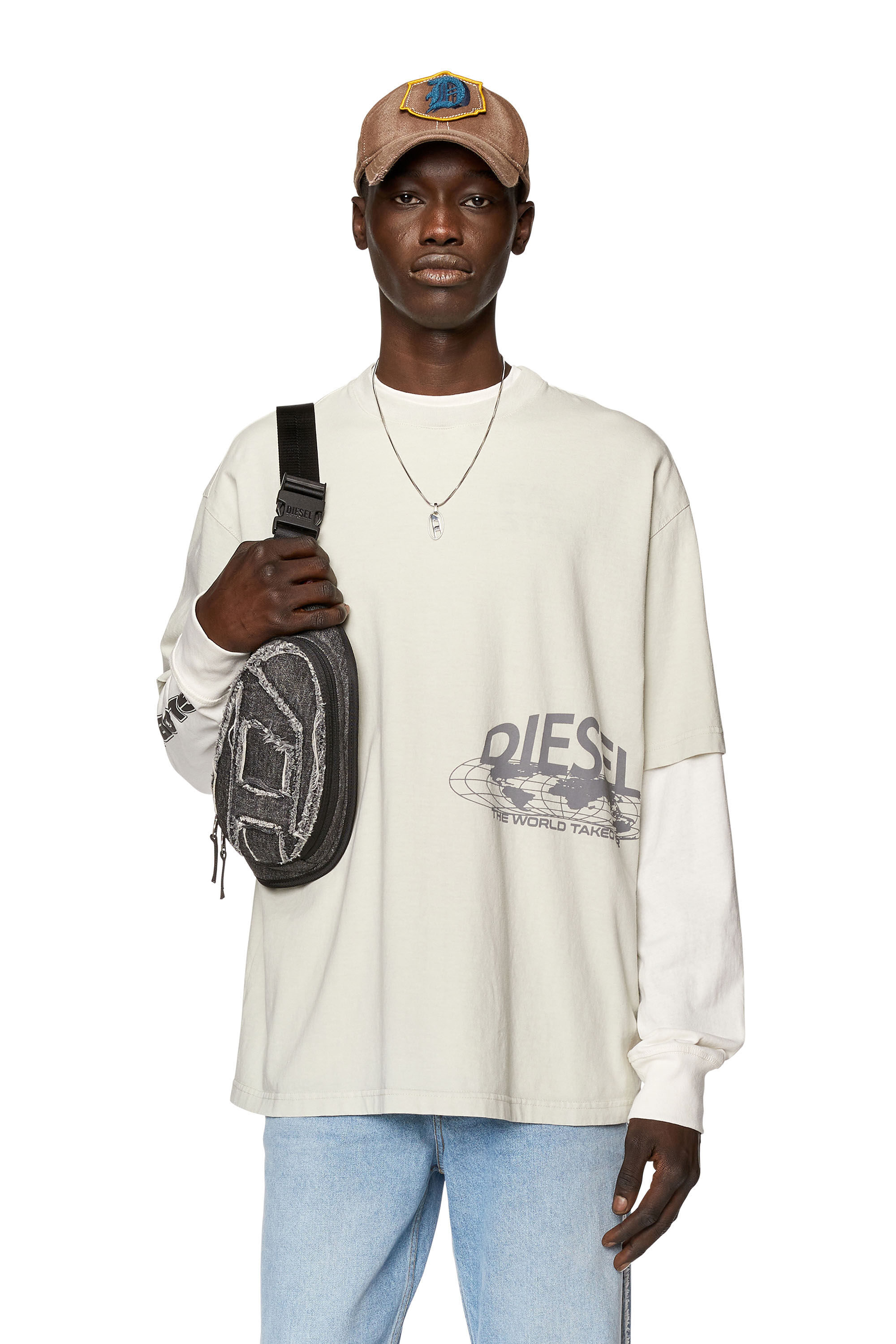 Men's T-shirt with Diesel world prints | White | Diesel