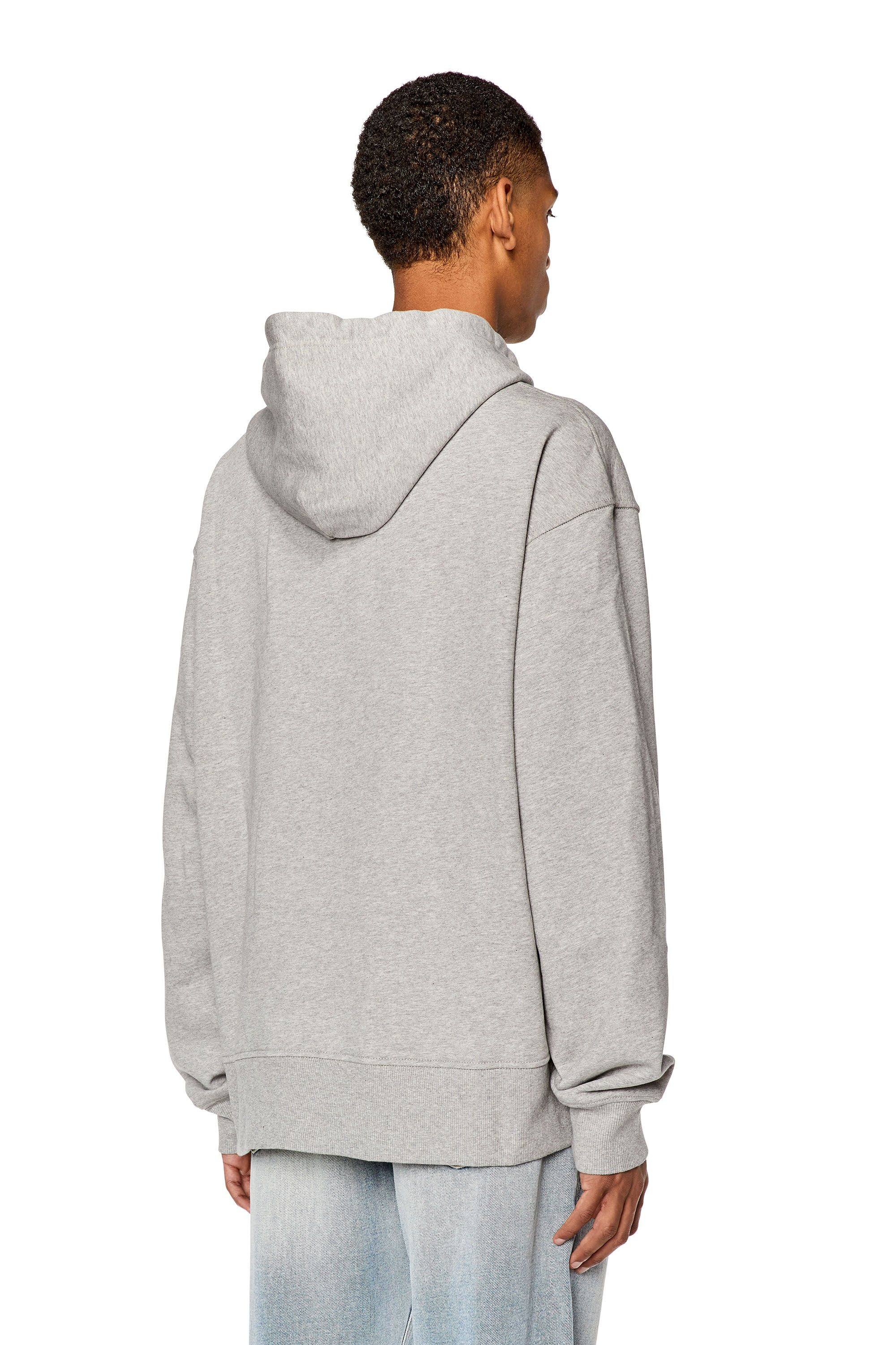 Diesel - DX-S-MACS-HOOD, Male's Mélange hoodie with Durex logo in Light Grey - 4