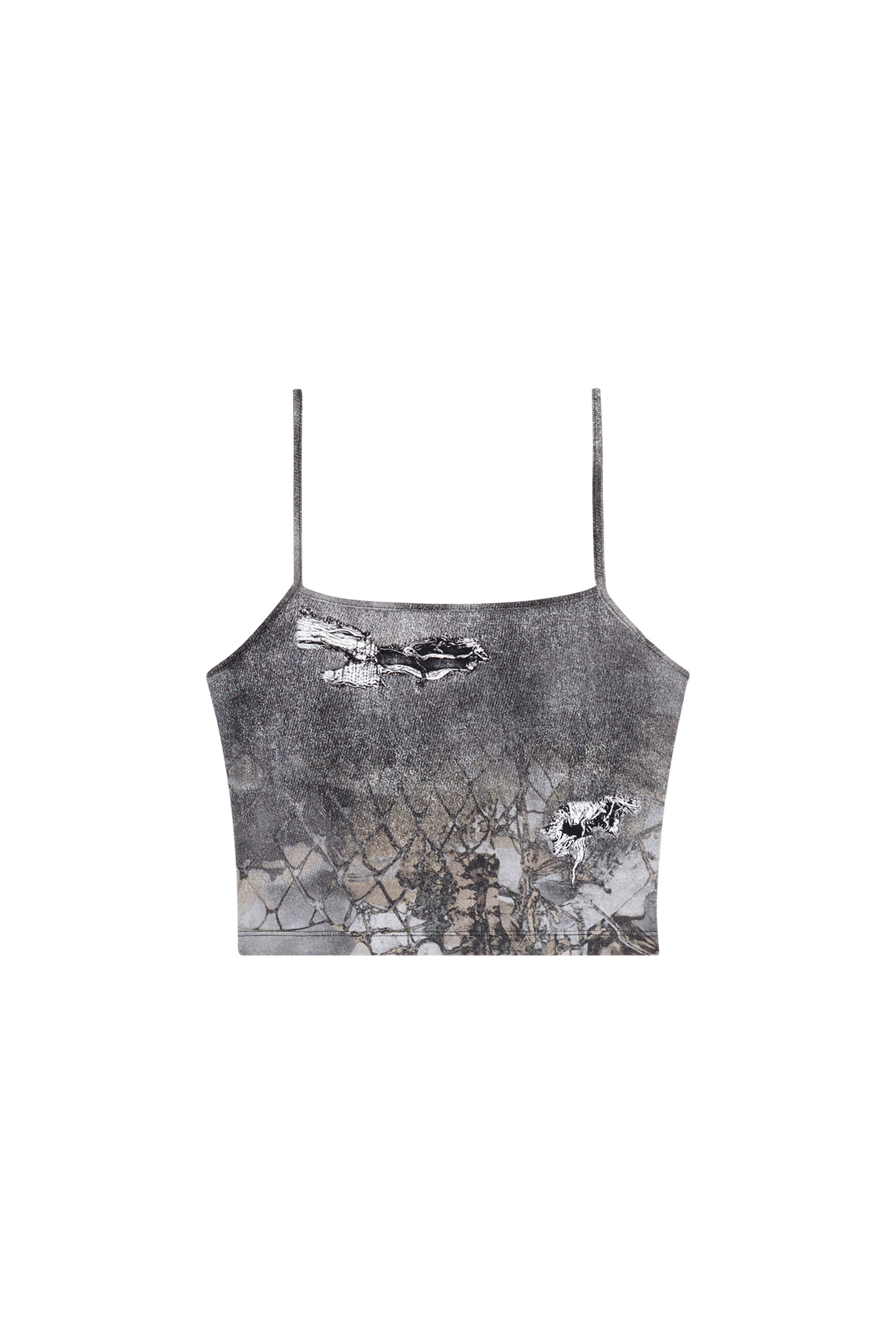 Diesel - T-HALSY, Female's Strappy top with abstract print in Black - 2