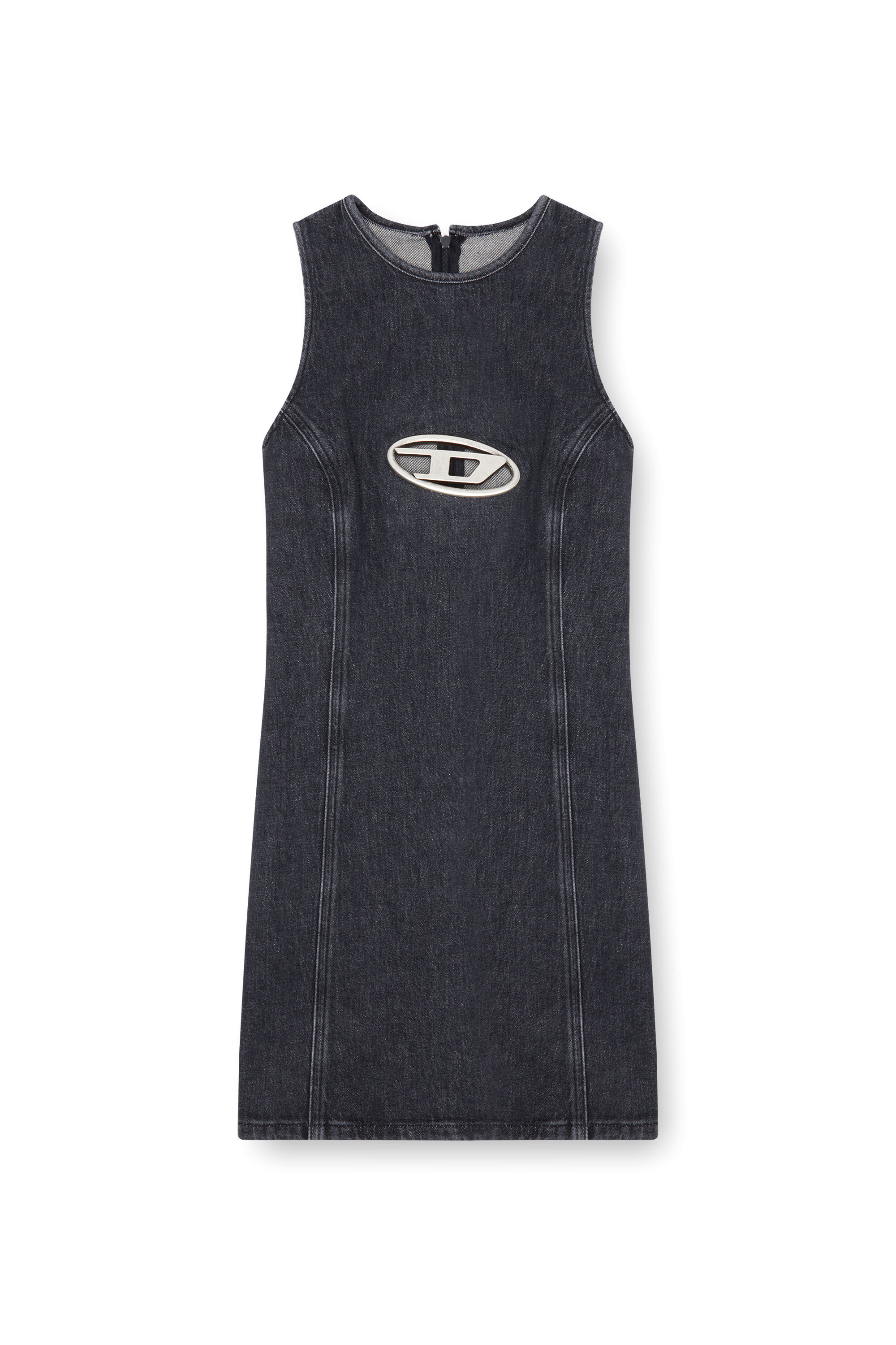 送関込☆DIESEL Denim mini dress with Oval D plaque Women's Denim mini dress with Oval D plaque | Black | Diesel