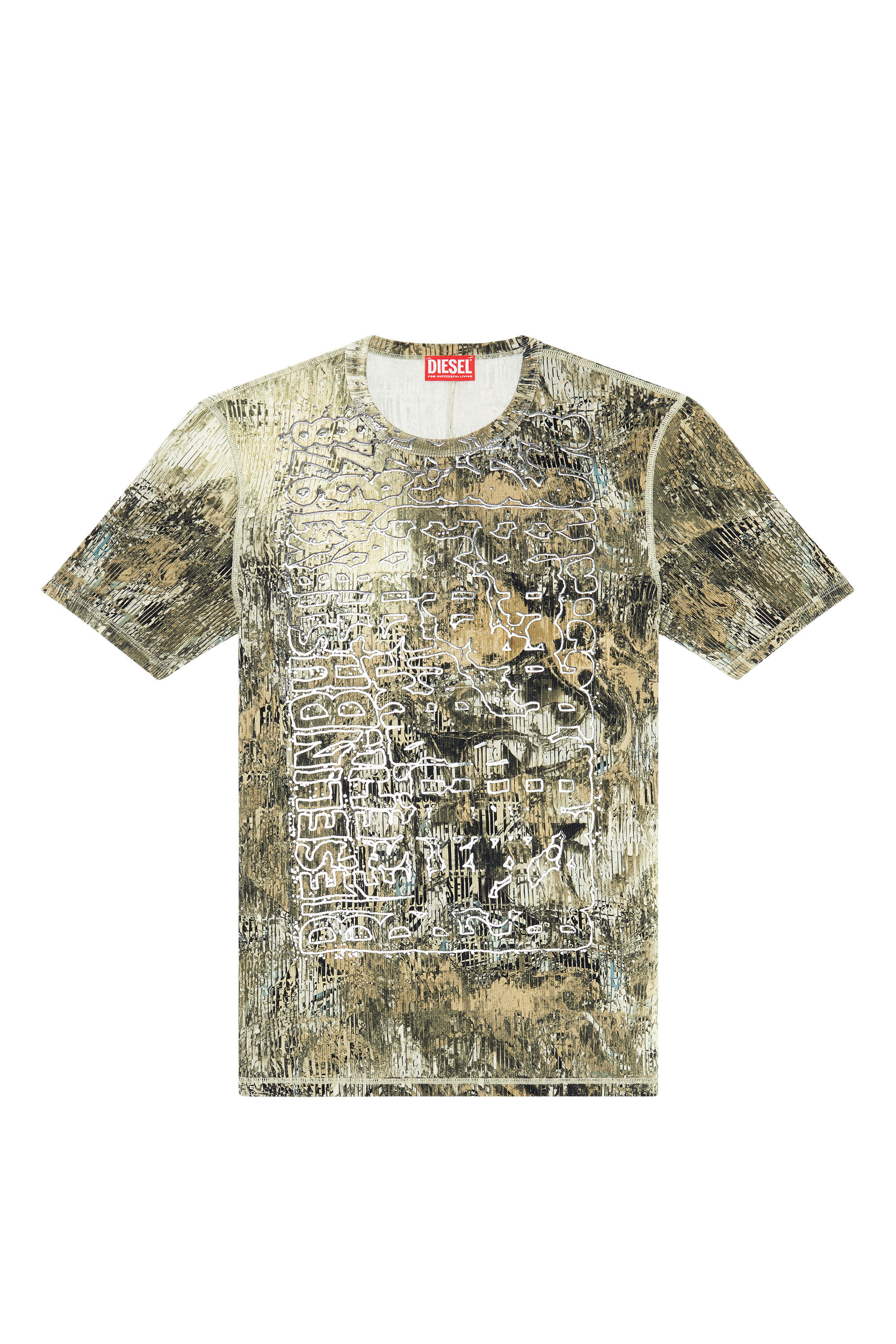 Diesel - T-IBE-M1, Man's Printed T-shirt with foiled logo artwork in Black - 2