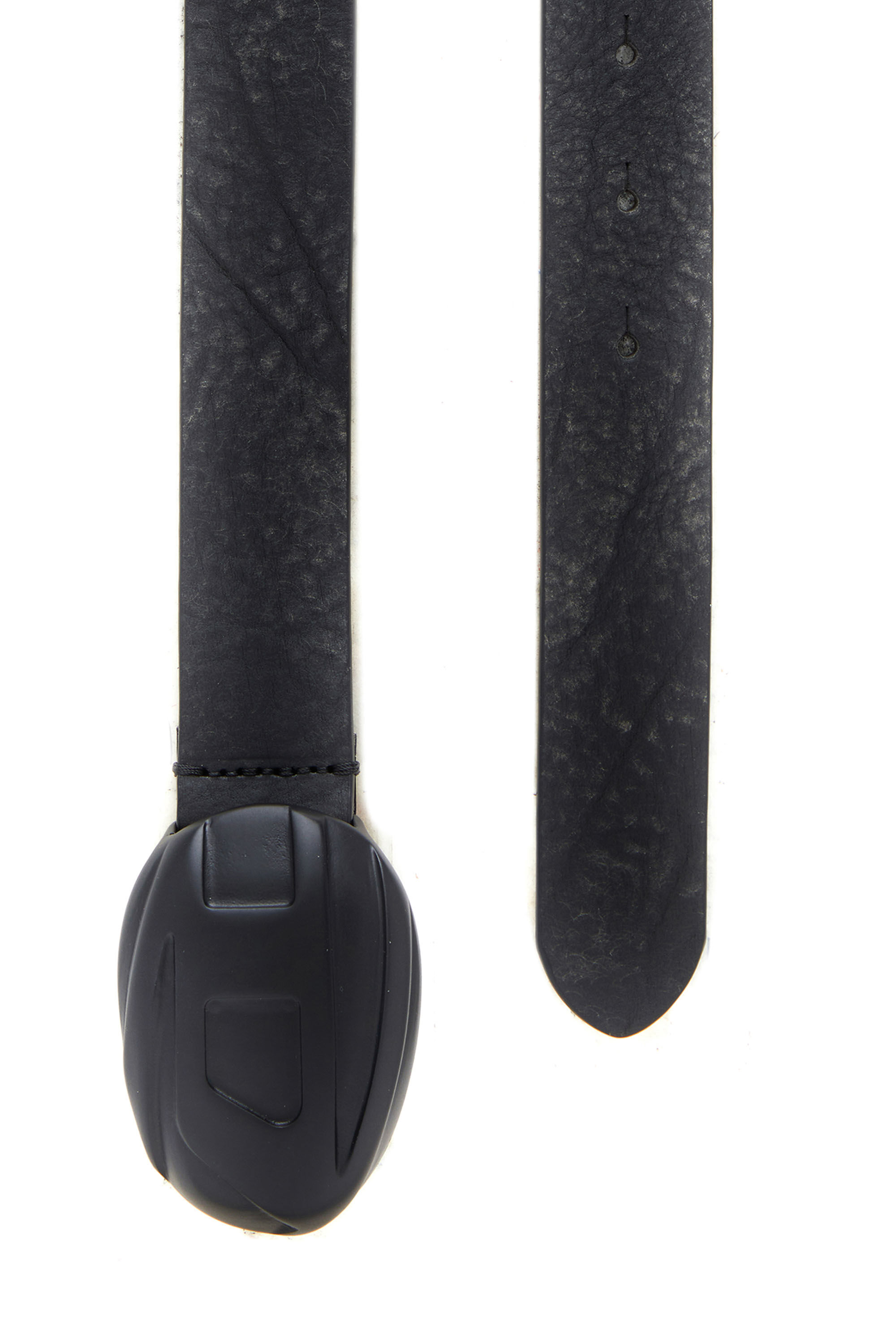 Diesel - B-1DR-POD, Ceinture en cuir traité avec boucle à logo Homme in Noir - 2