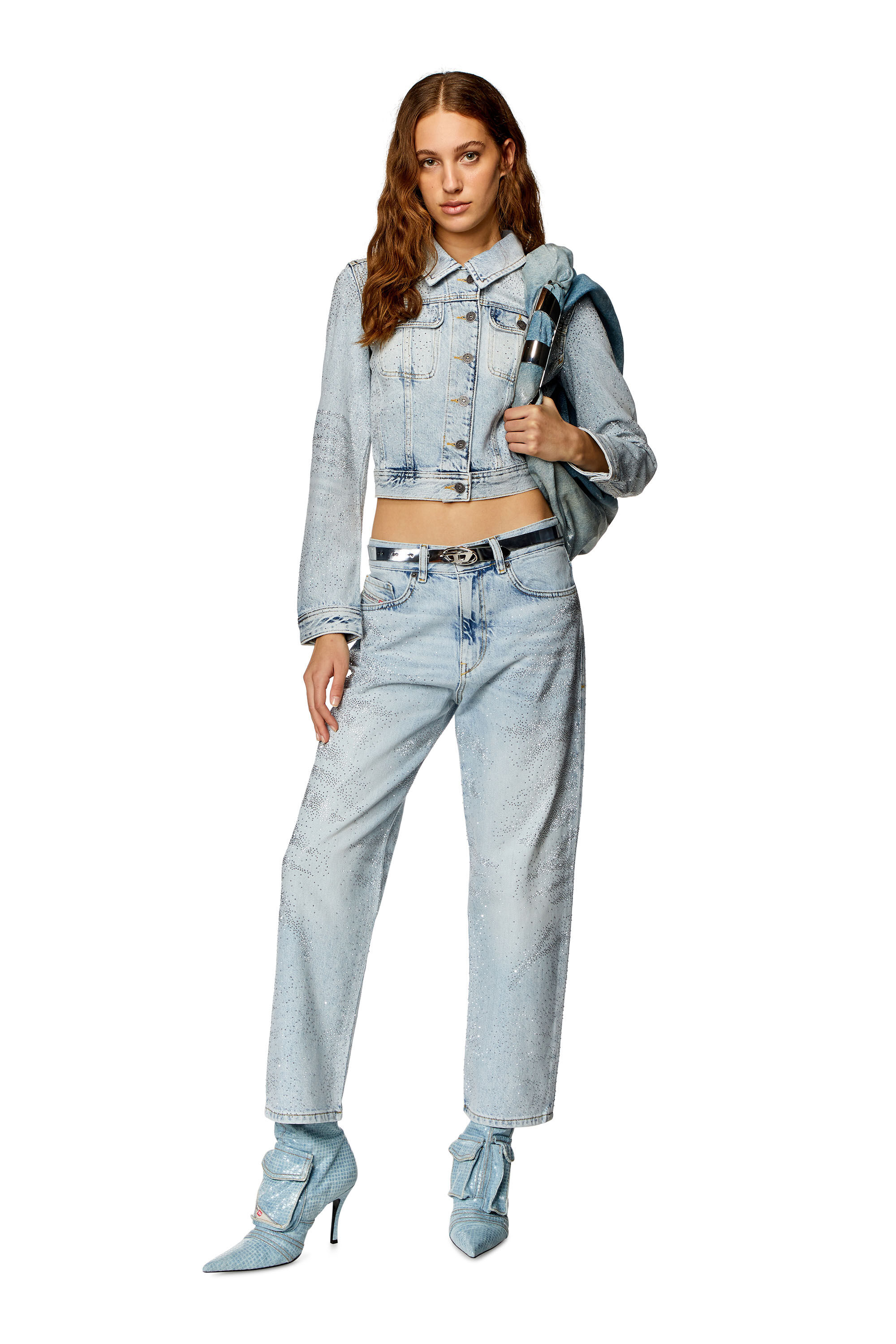 Women's Trucker jacket in micro-crystal Denim | Blue | Diesel