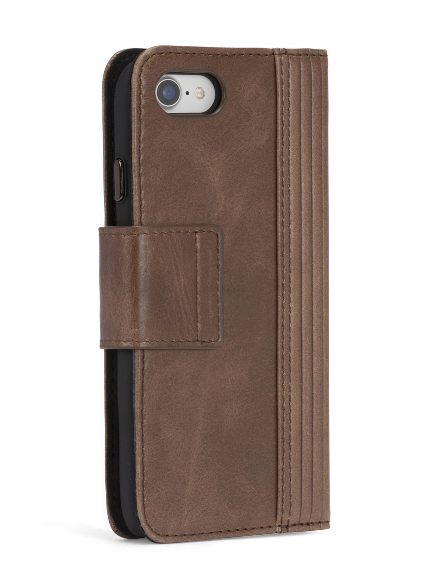 Diesel - BROWN LINED LEATHER IPHONE 8 PLUS/7 PLUS FOLIO, Unisex's Lined leather folio, iPhone 8 Plus/7 Plus in Brown - 7
