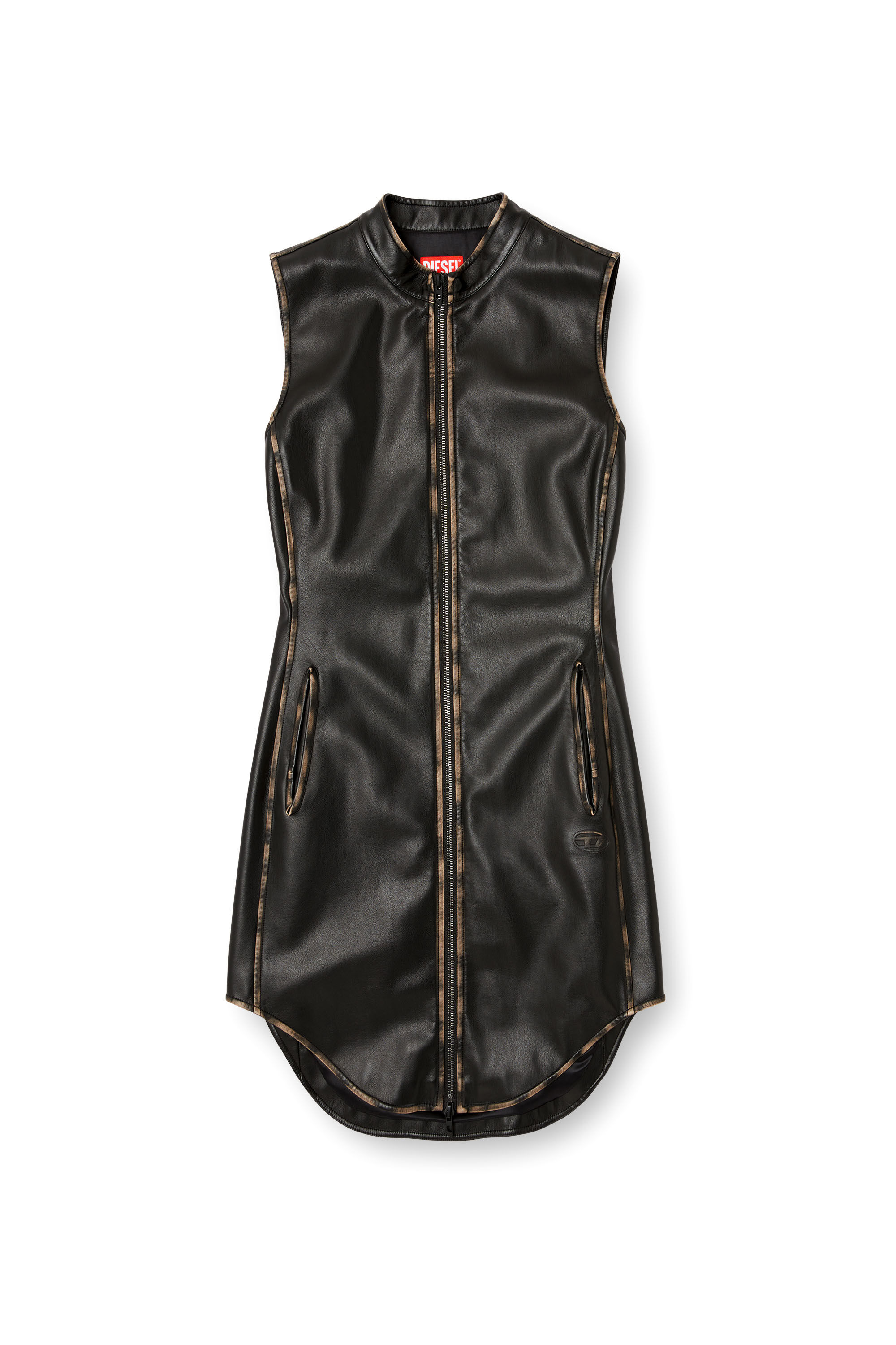 Diesel - D-ENEAS, Female's Dress in treated technical fabric in Black/Brown - 2
