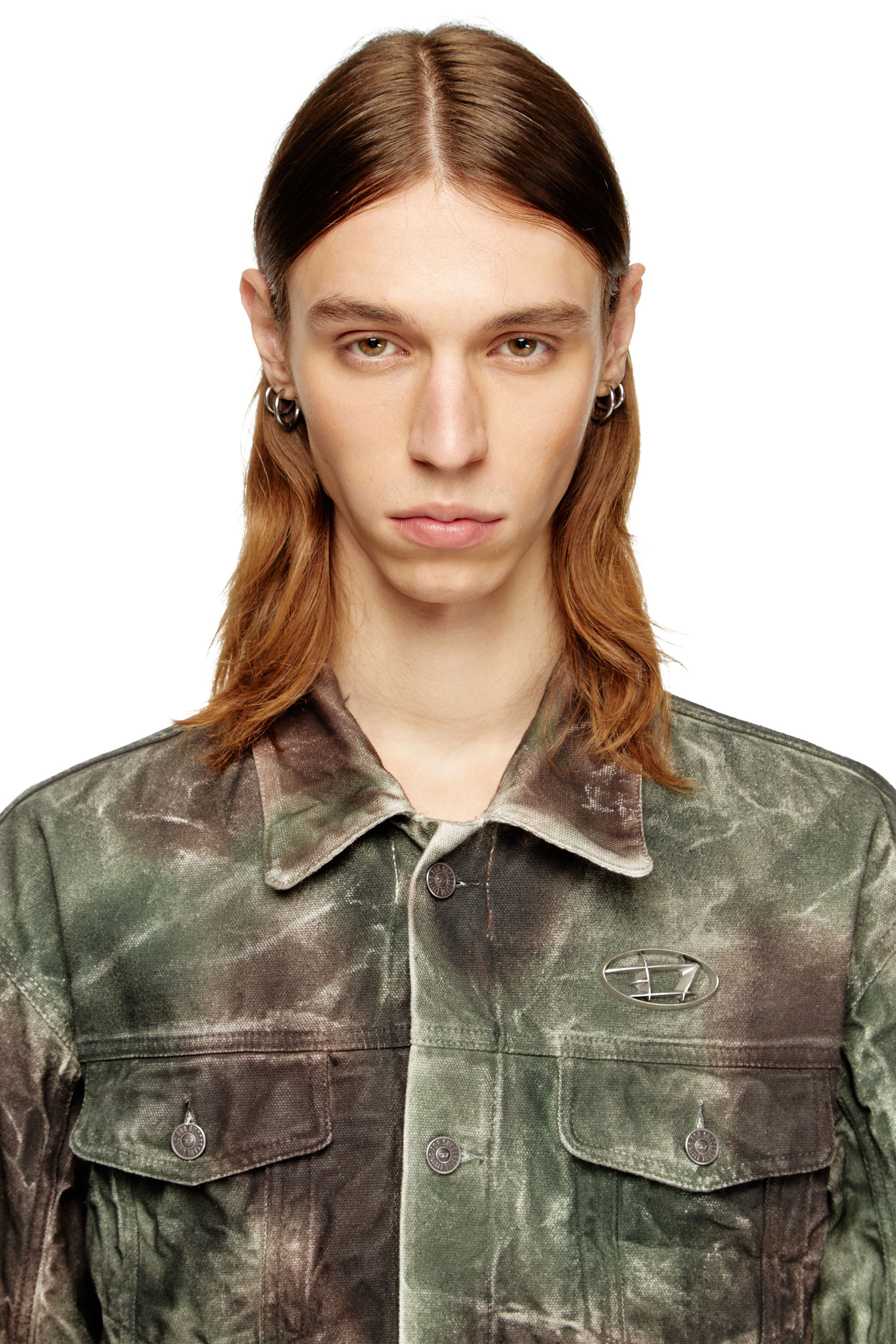 Women's Trucker jacket in crinkled camo canvas | Multicolor | Diesel