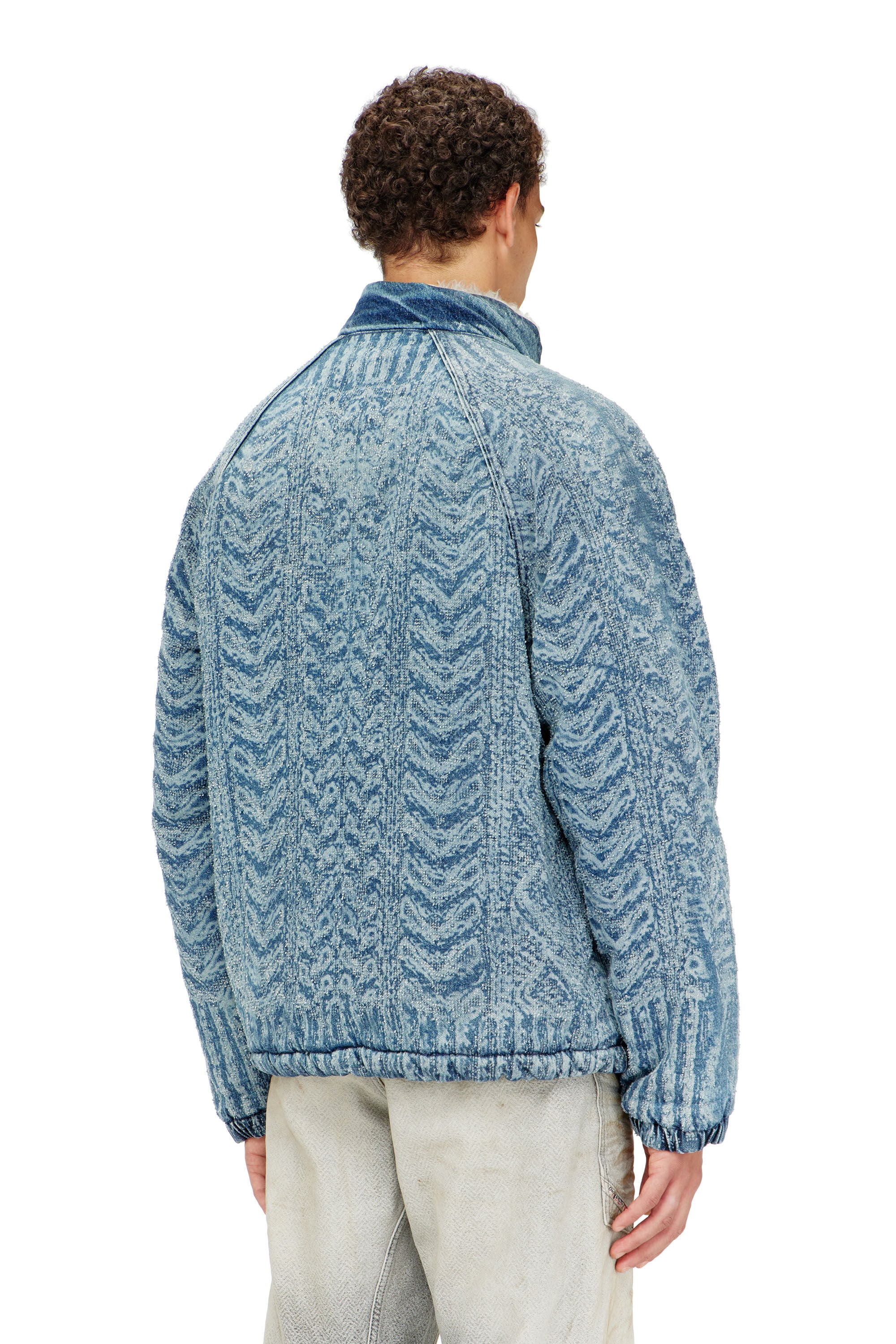 Men's Jacket in cable-knit-effect denim | Blue | Diesel US