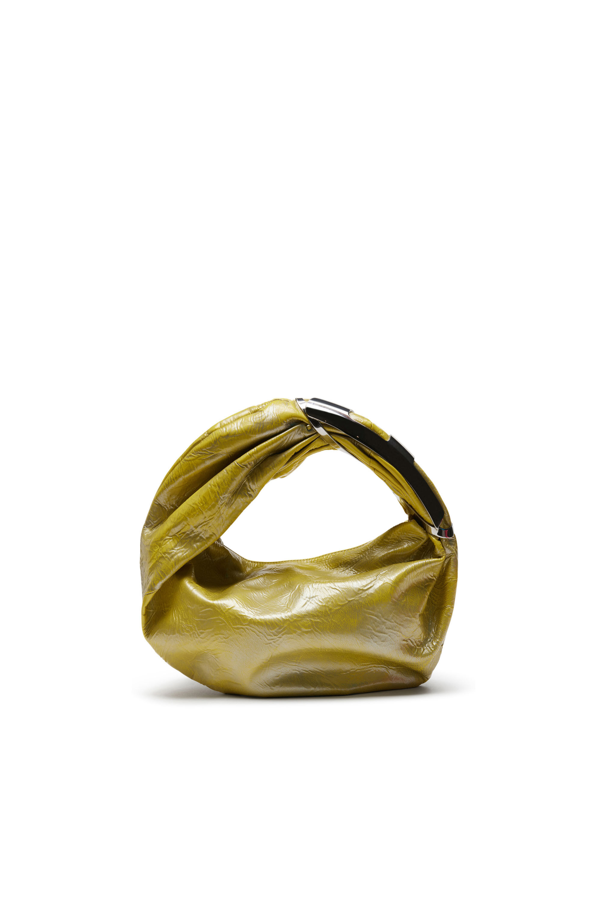Women's Grab-D Hobo S - Hobo bag in metallic leather | Yellow | Diesel