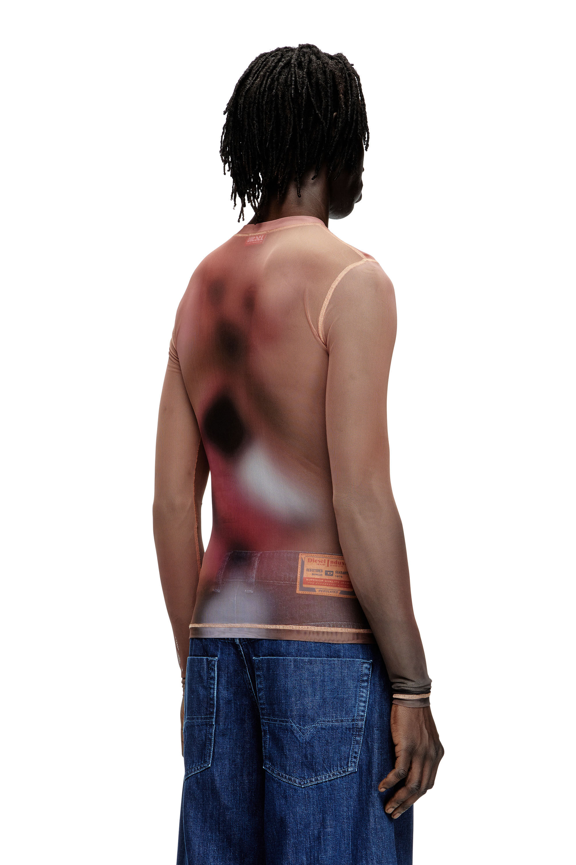 Women's Long-sleeve top in printed technical mesh | Pink Women's Long-sleeve top in printed technical mesh | Pink