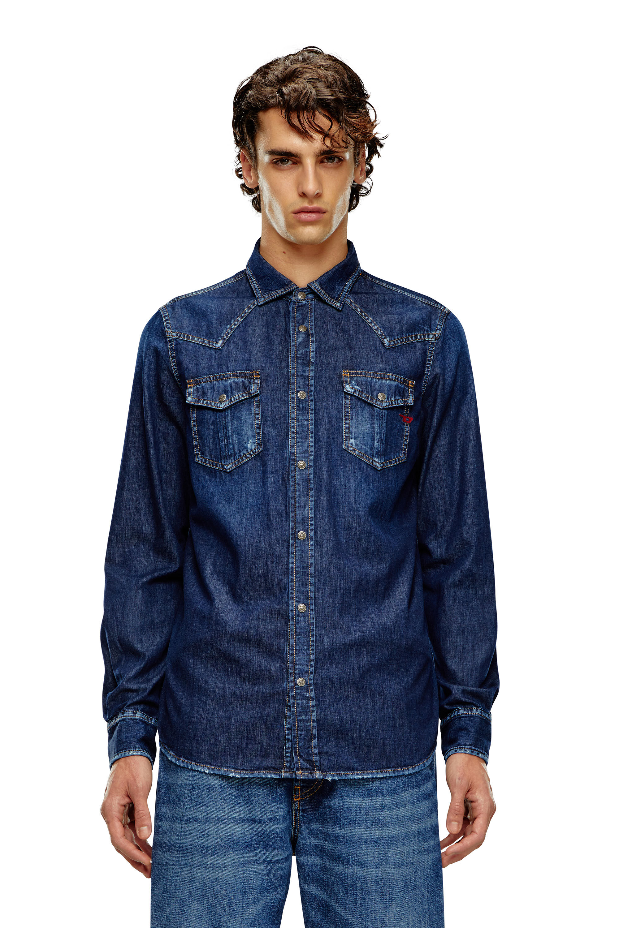 Diesel - D-VEGA, Surchemise en denim Homme in Bleu - 6