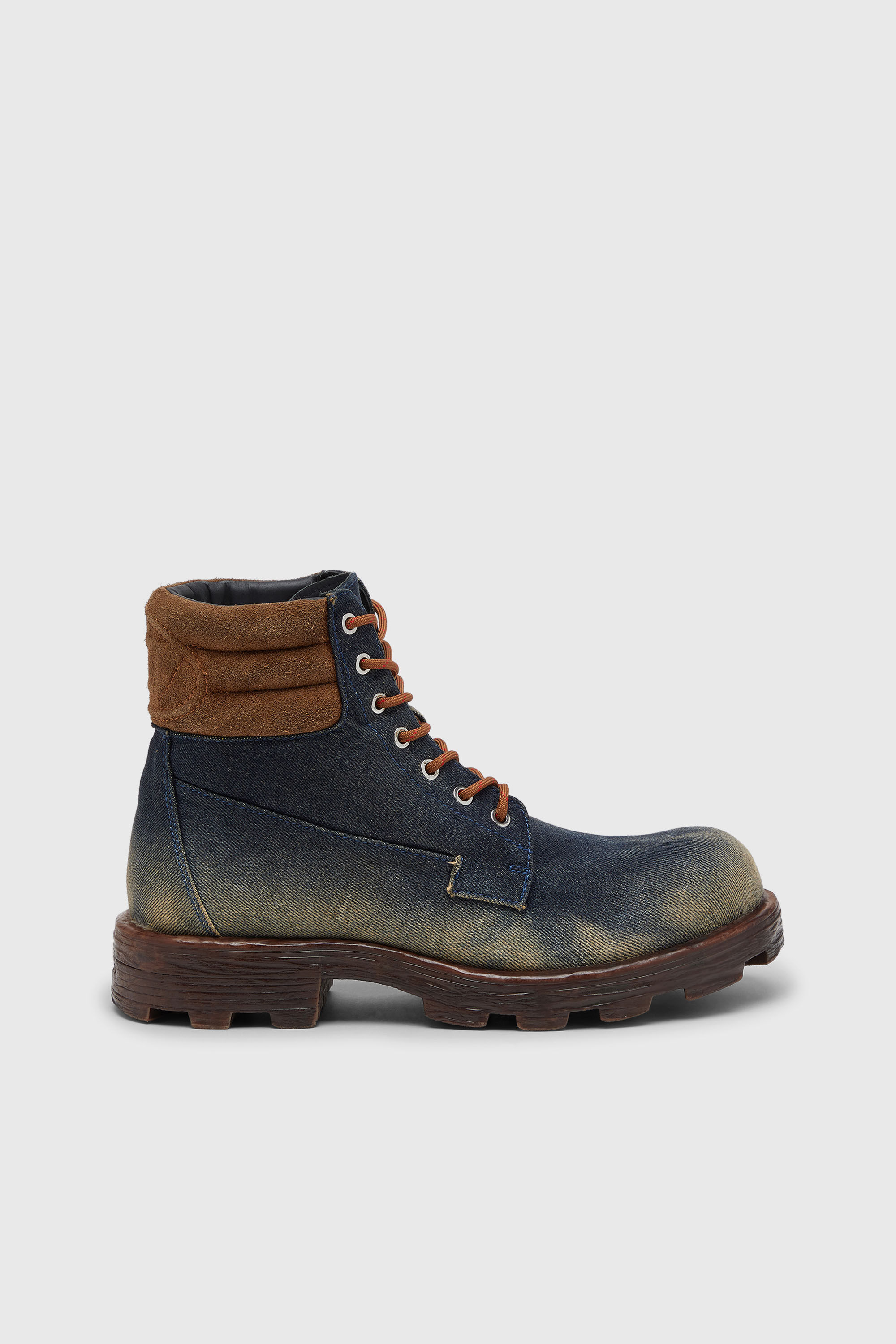 Diesel - D-HAMMER LACE UP, Male's D-Hammer-Combat boots in denim and suede in Dark Blue - 1