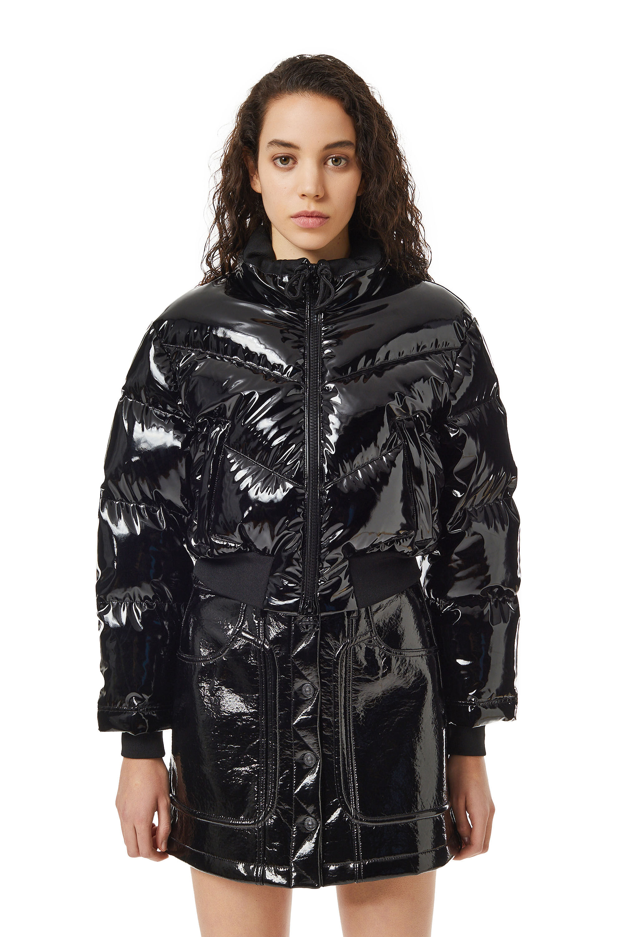 Diesel - W-CREMA, Woman's Quilted-vinyl down bomber jacket in Black - 3