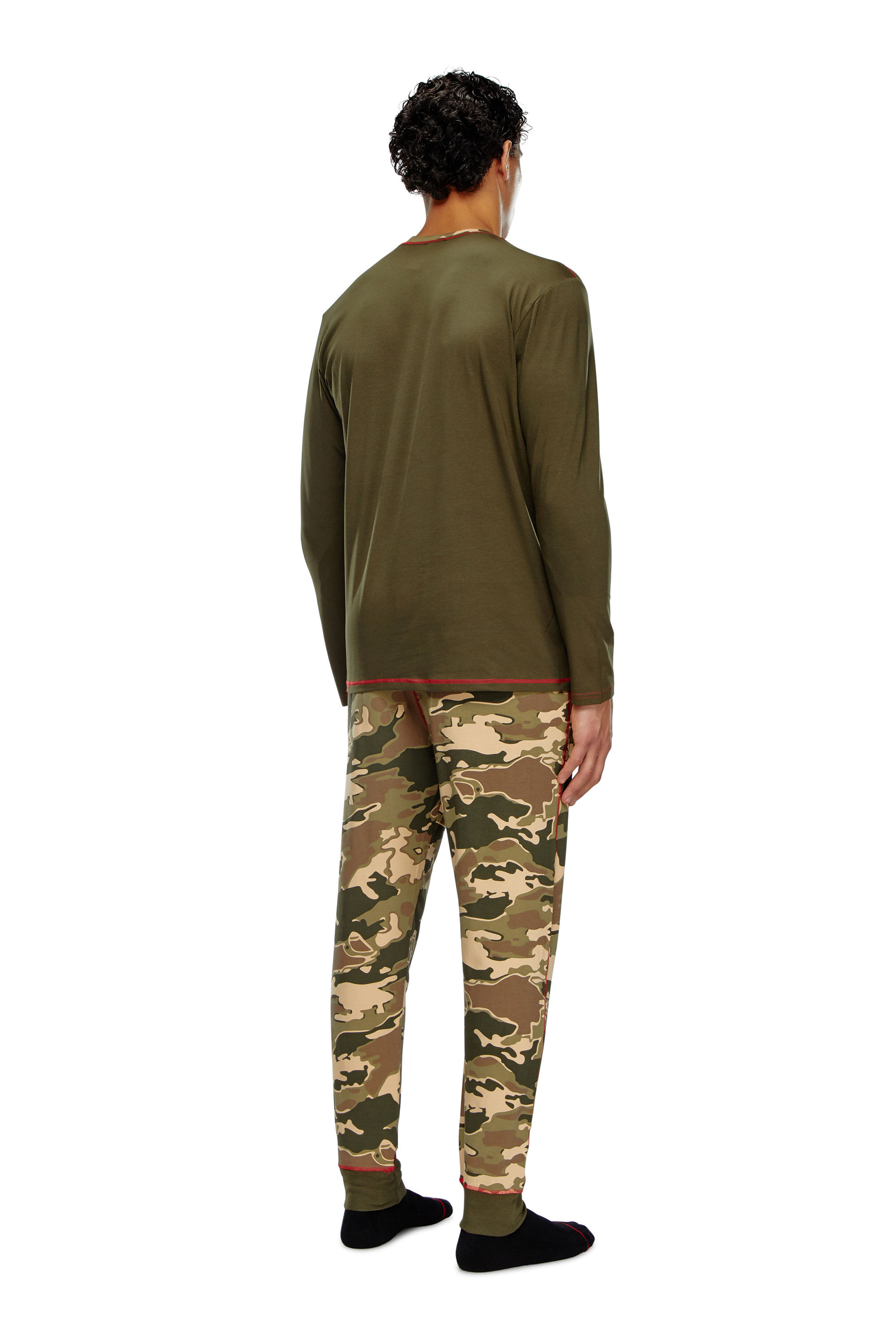 Diesel - UMSET-WILLIAM, Male's Cotton pyjamas with camouflage print in Black/Green - 1