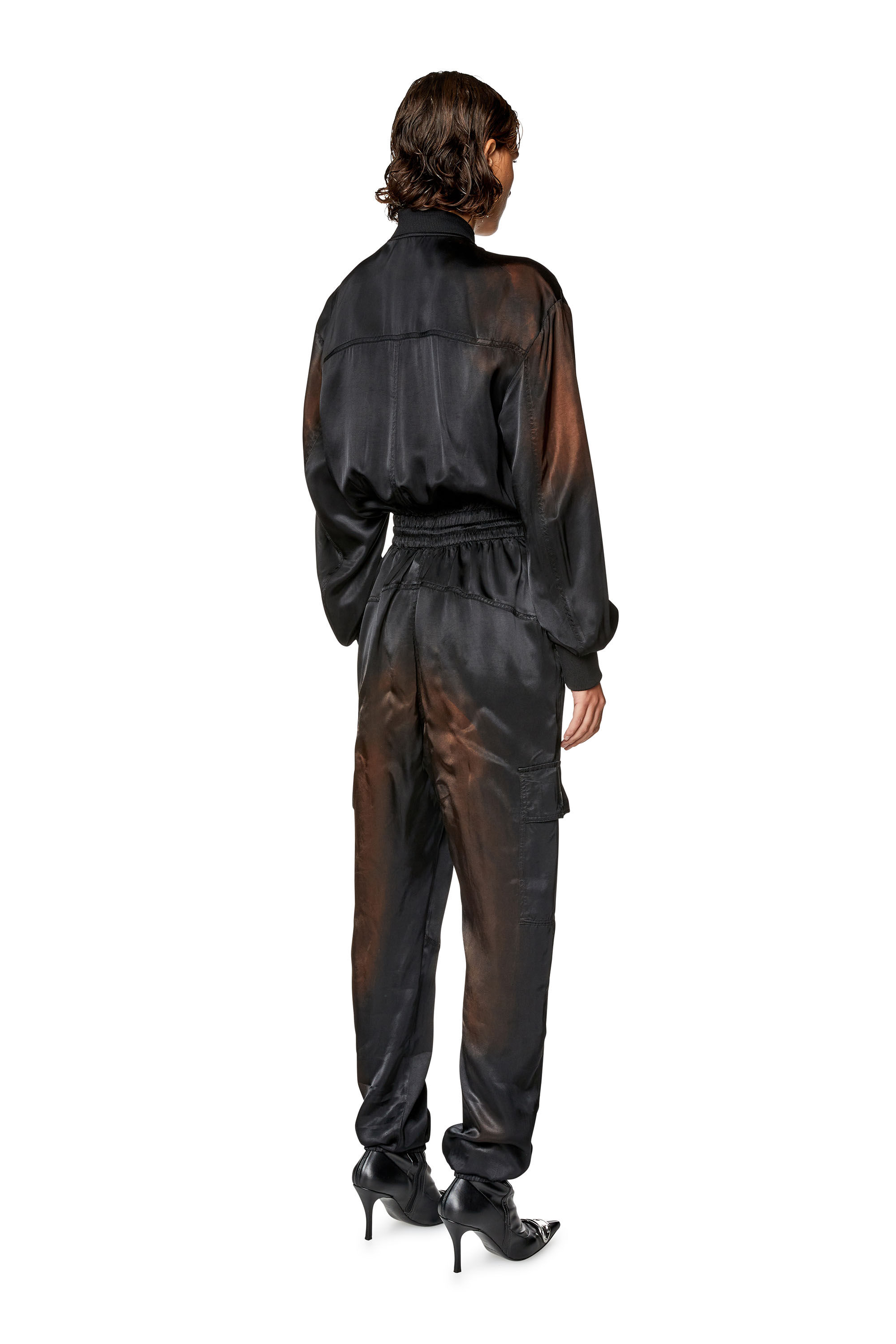 Diesel - J-VENUS, Female's Jumpsuit in solarised satin in Black - 3