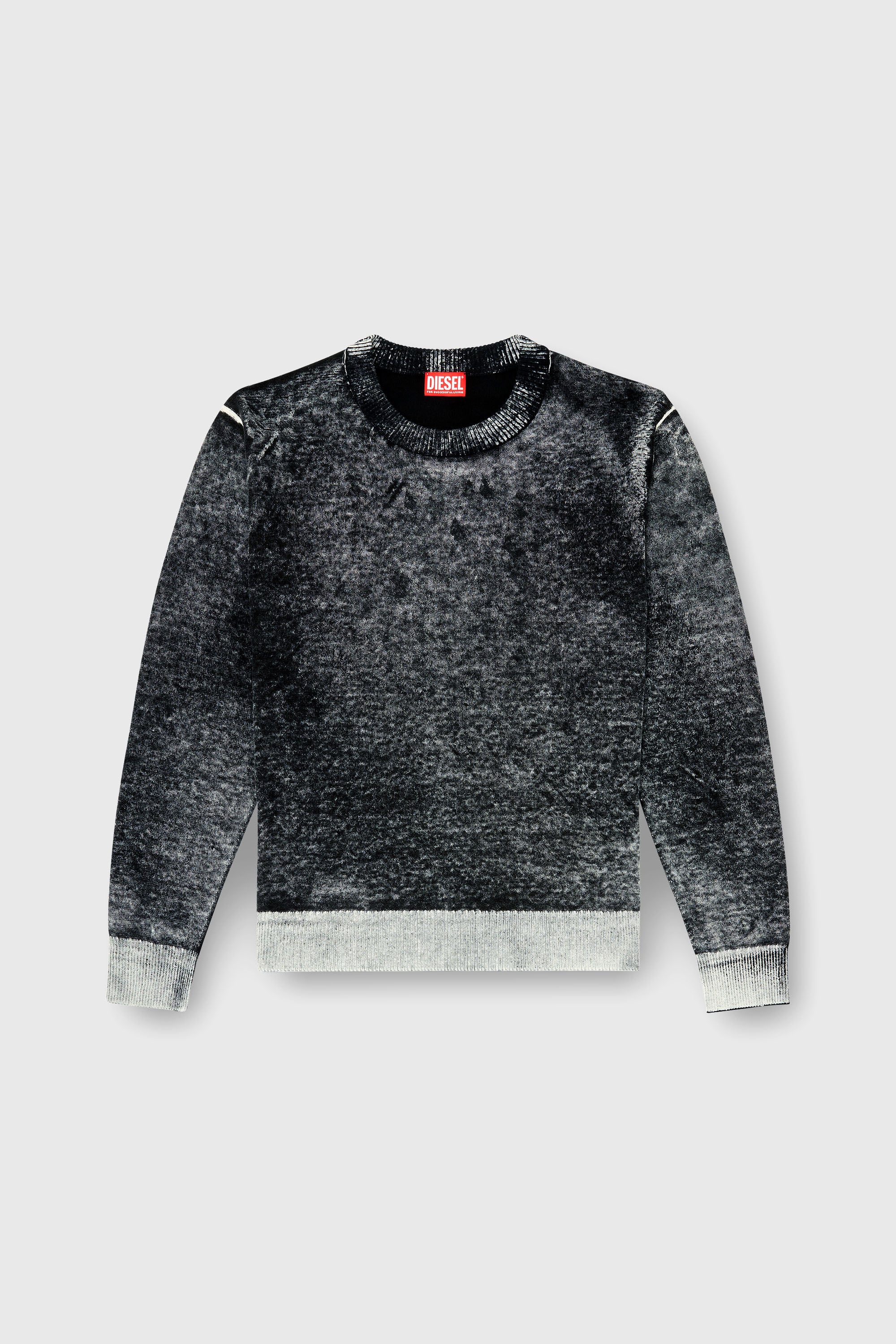 Men's Jumper with faded reverse print | Black | Diesel US