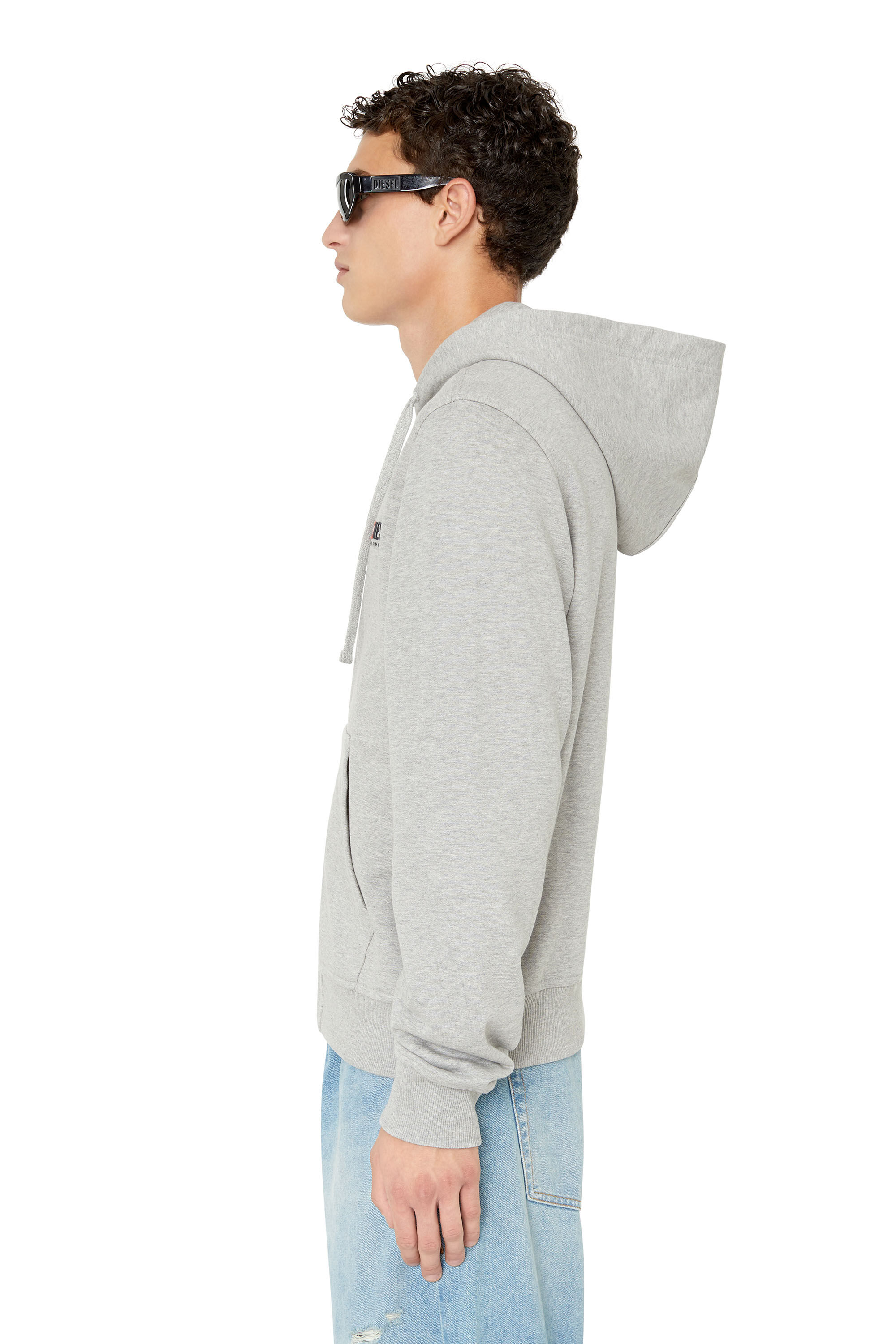 Diesel - S-GINN-HOOD-ZIP-DIV, Male's Denim Division zip-up hoodie in Light Grey - 6