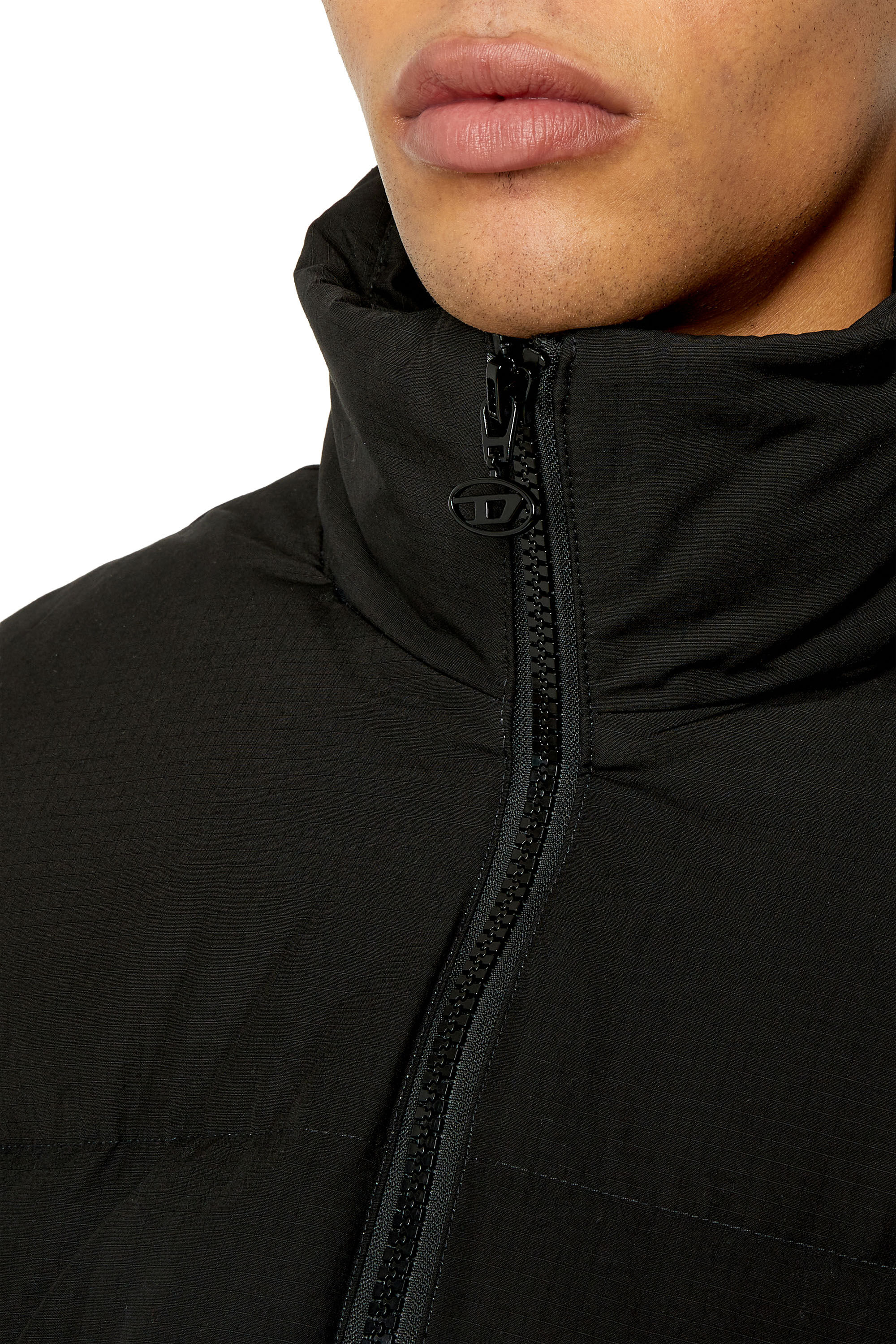 Diesel - W-OVAL, Male's Oversized down jacket with mega logo in Black - 4