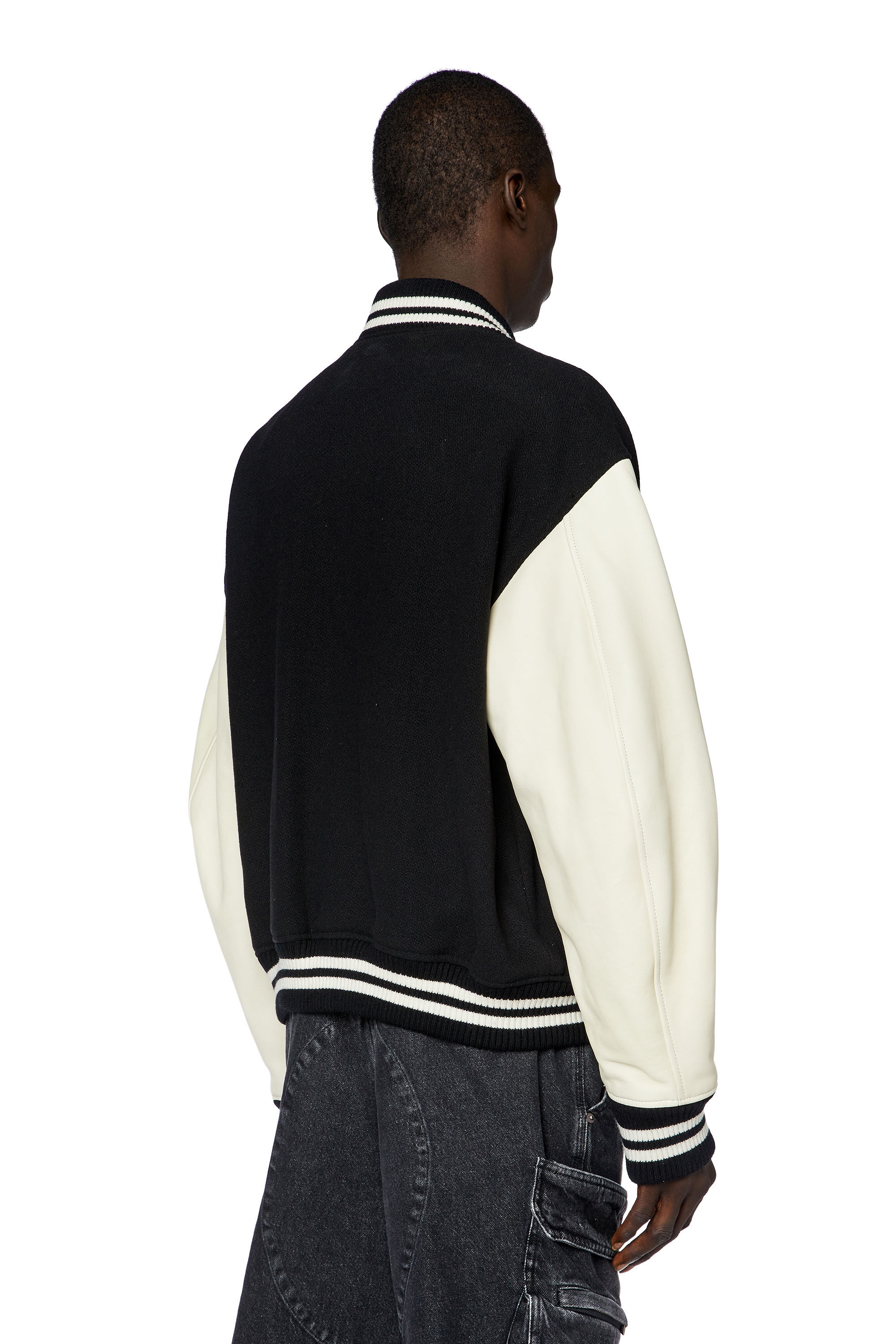 Diesel - L-FRANZ, Bomber en cuir et en laine Homme in Polychrome - 5