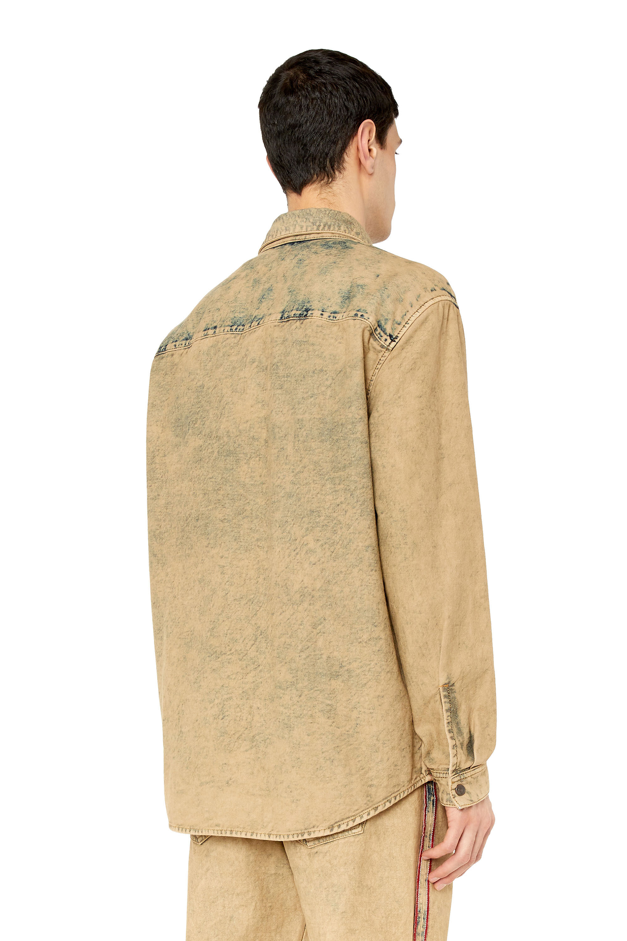 Diesel - D-SIMPLY-OVER, Male's Denim shirt with acid wash in Beige - 5