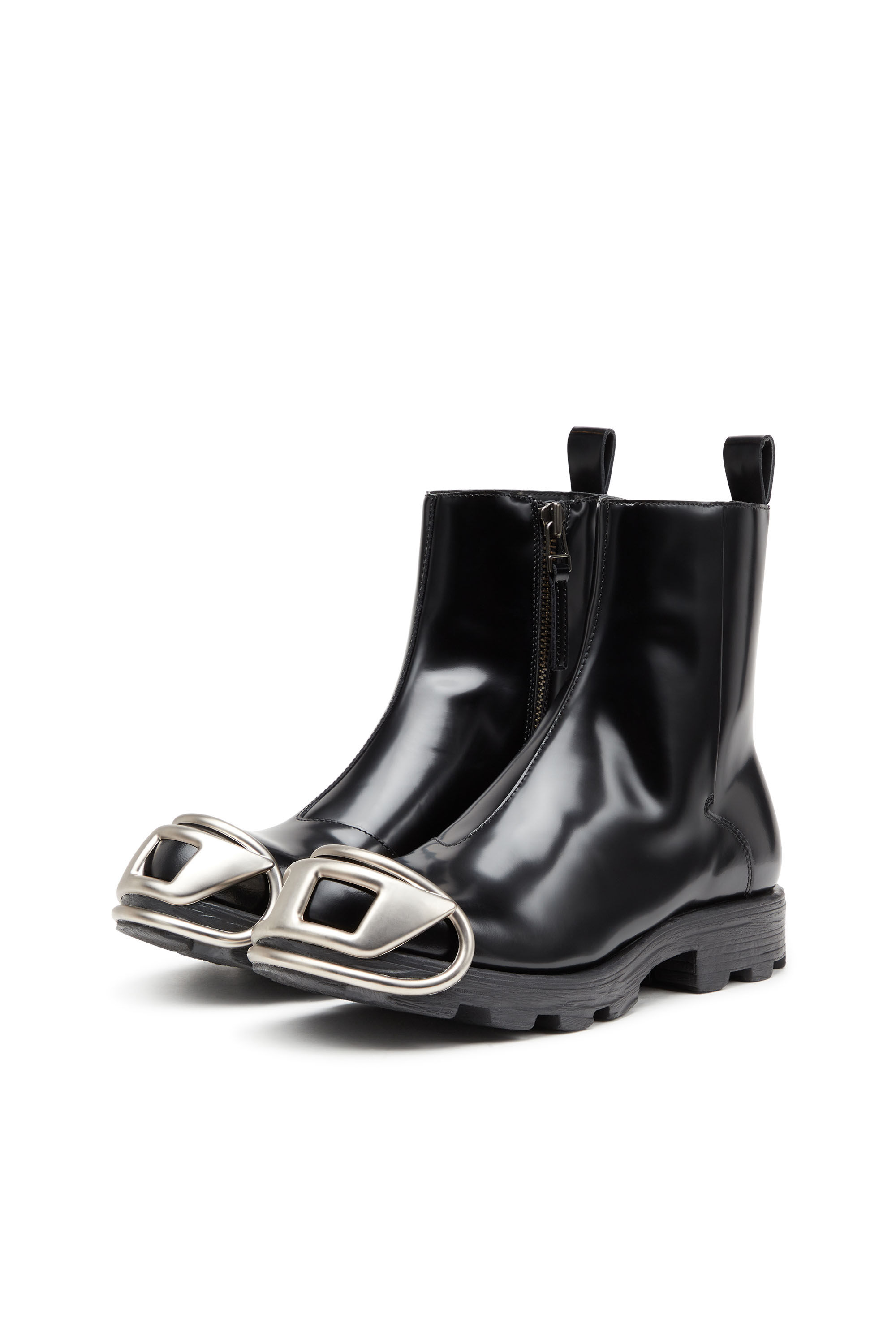 Diesel - D-HAMMER BT ZIP D, Male's D-Hammer-Leather Chelsea boots with Oval D toe caps in Black - 7