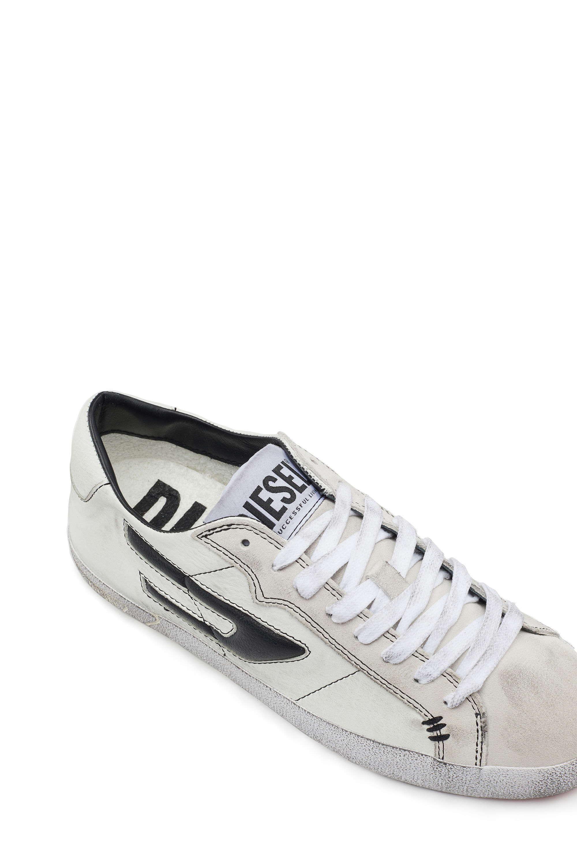 Women's Low-top leather sneakers with D logo | Diesel S-LEROJI