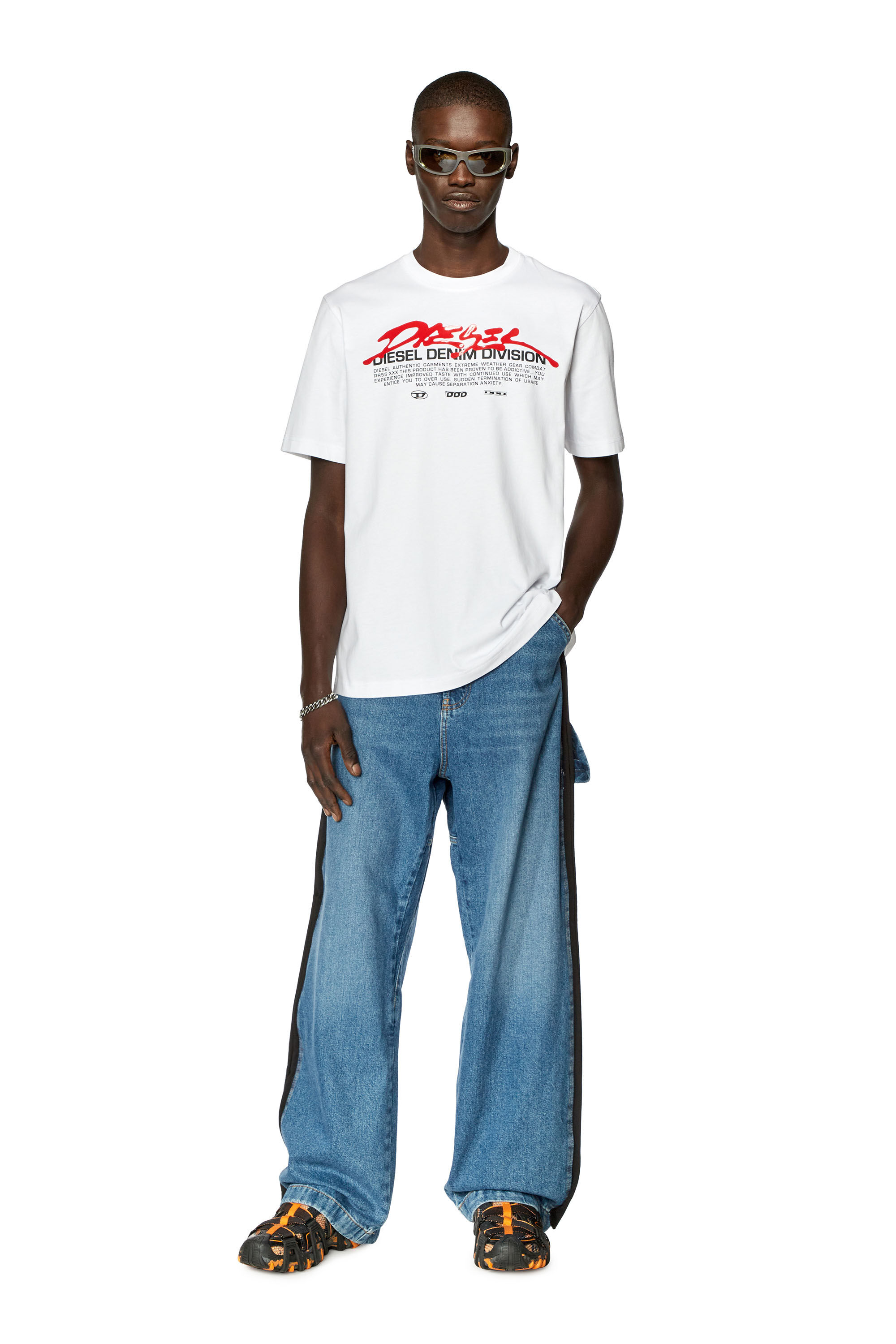 Diesel - T-JUST-L3, Male's T-shirt with gel Diesel print in White - 1