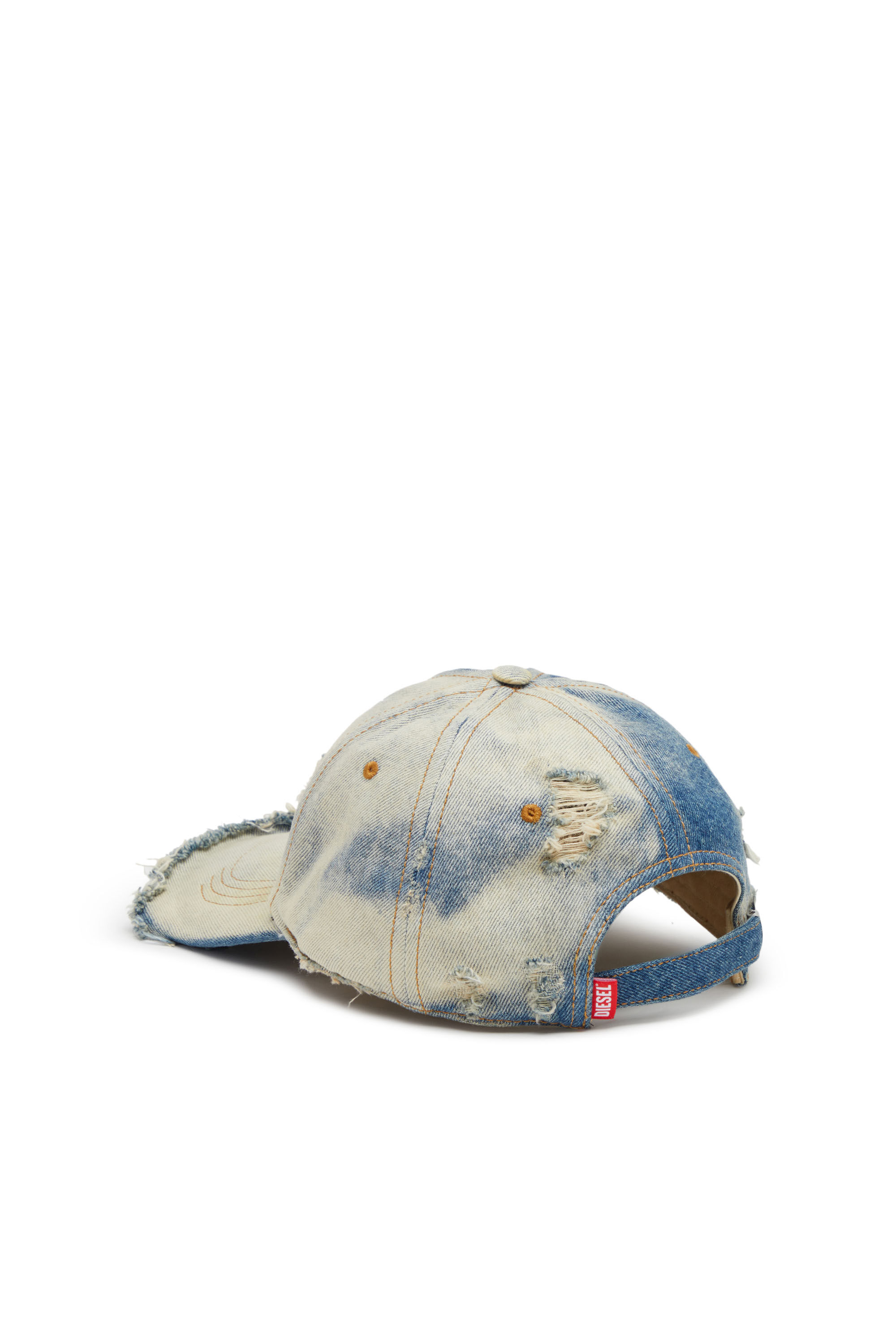 帽子 SPACE AVAILABLE ARTISAN TIE DYE CAP C-IYASU Man: Faded distressed denim baseball cap | Diesel