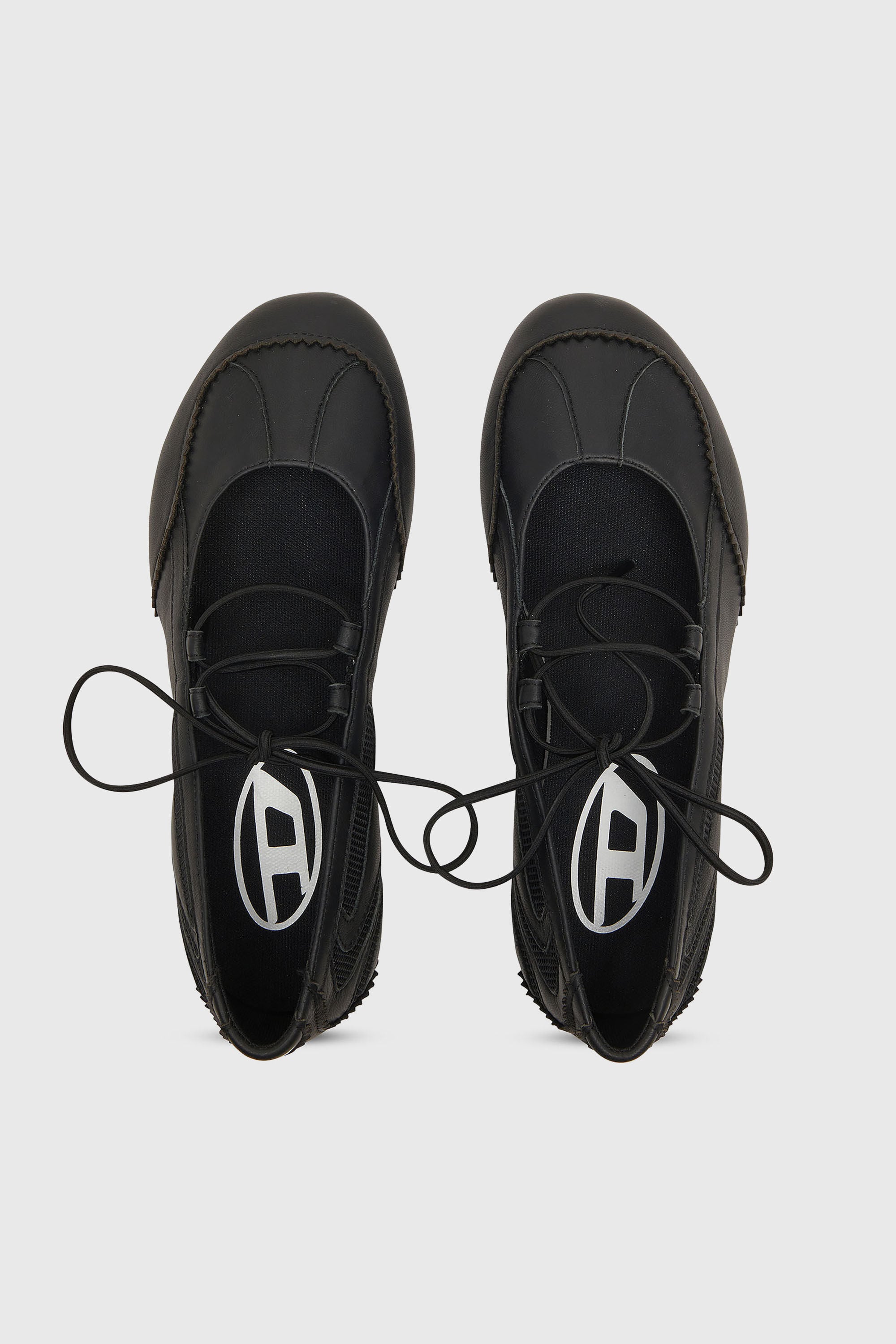 Women's D-Mile - Lace-up ballerina flats in leather and mesh