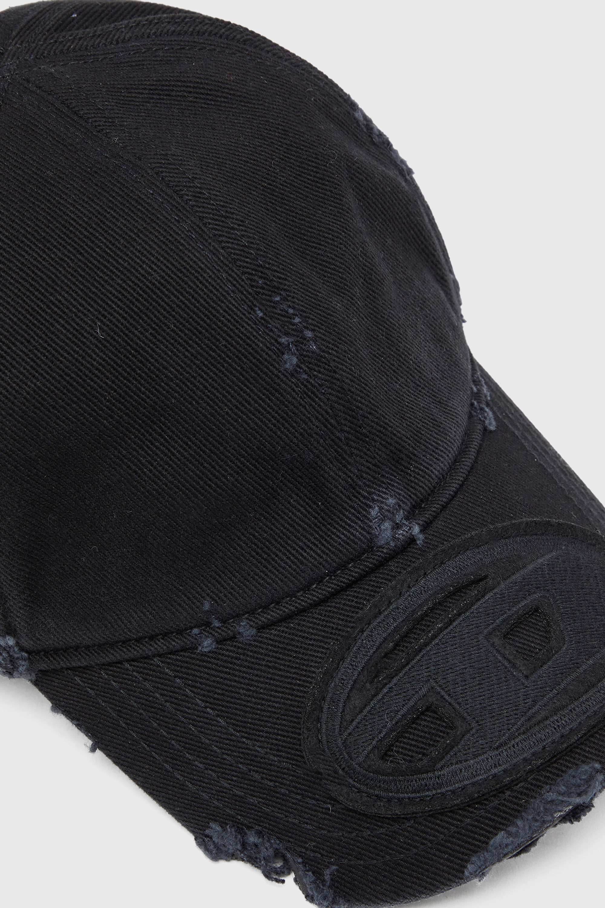 Men's Cotton twill cap with distressed details | Black | Diesel US