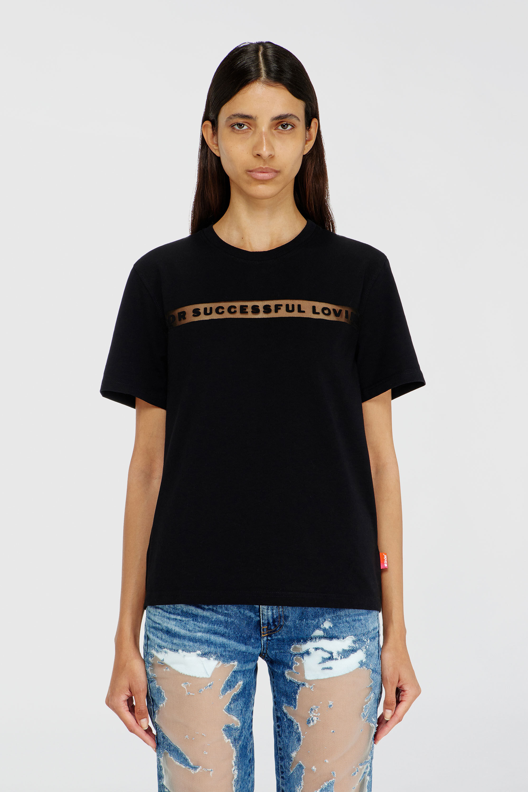 Women's T-shirt with For Successful Loving logo | Black | Diesel