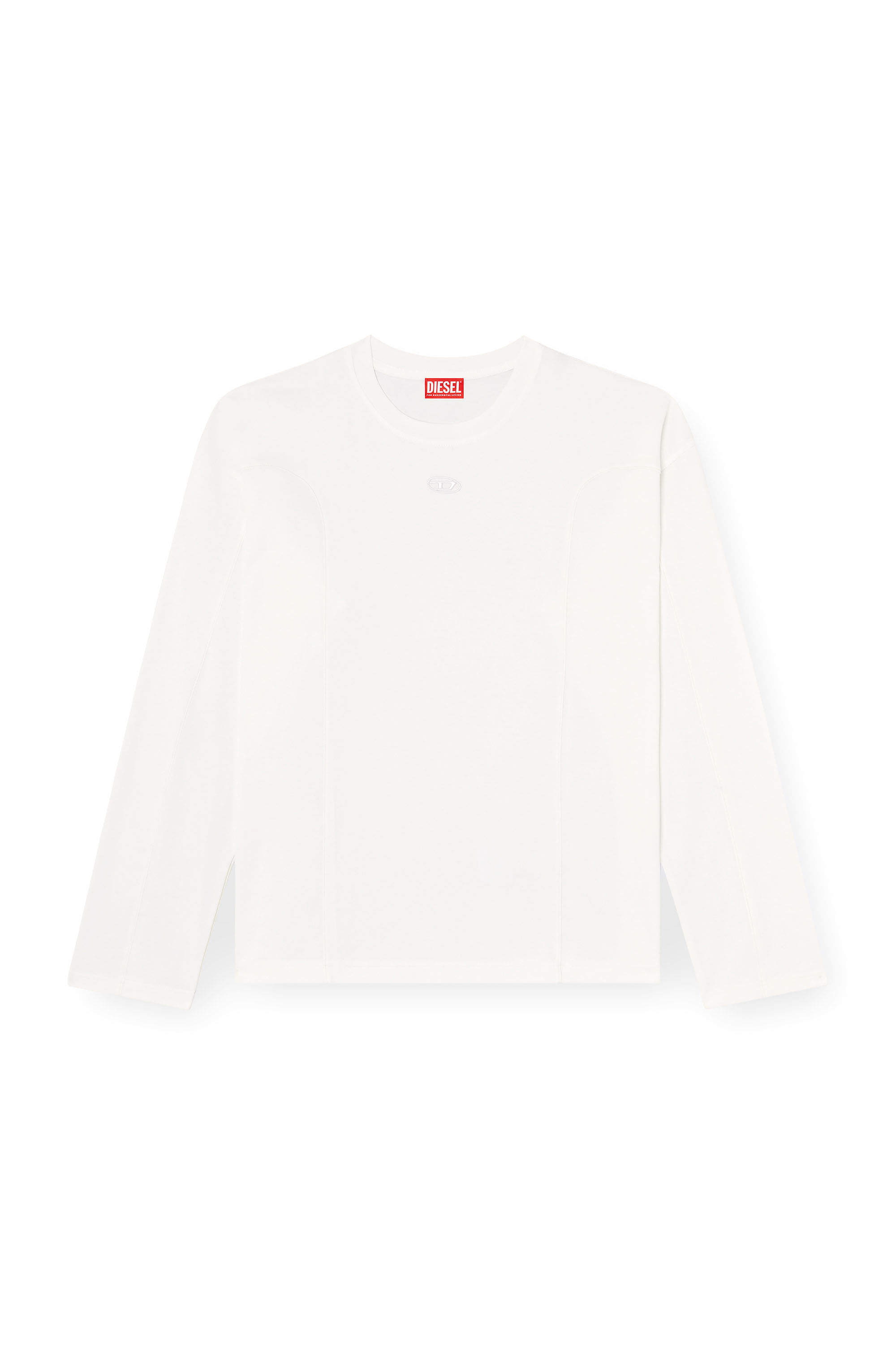 Diesel - T-BOXT-LS-INT, Male's Long-sleeve T-shirt with panels in White - 2