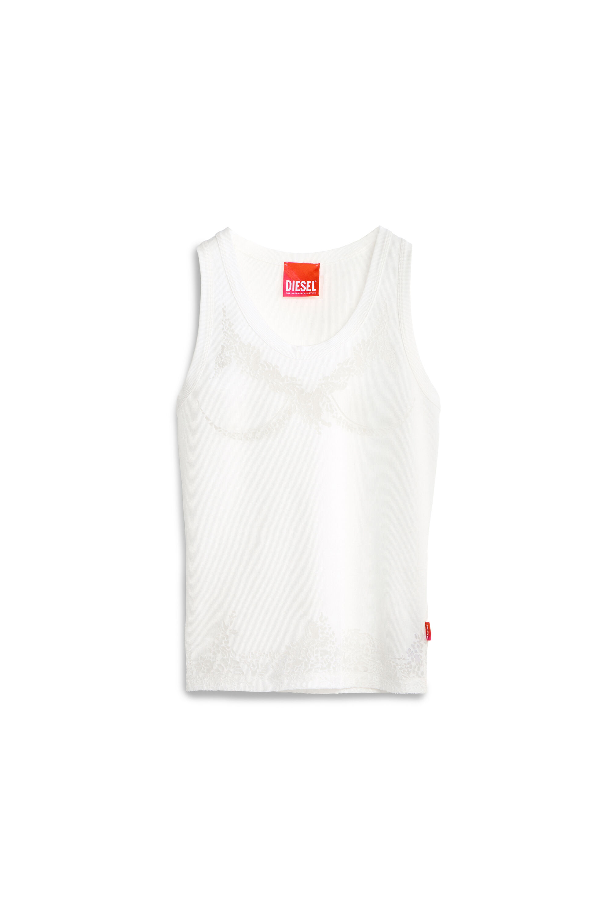 Diesel - PR-T-ANKI-LACE-R, D&eacute;bardeur effet dentelle d&eacute;vor&eacute; Femme in Blanc - 2
