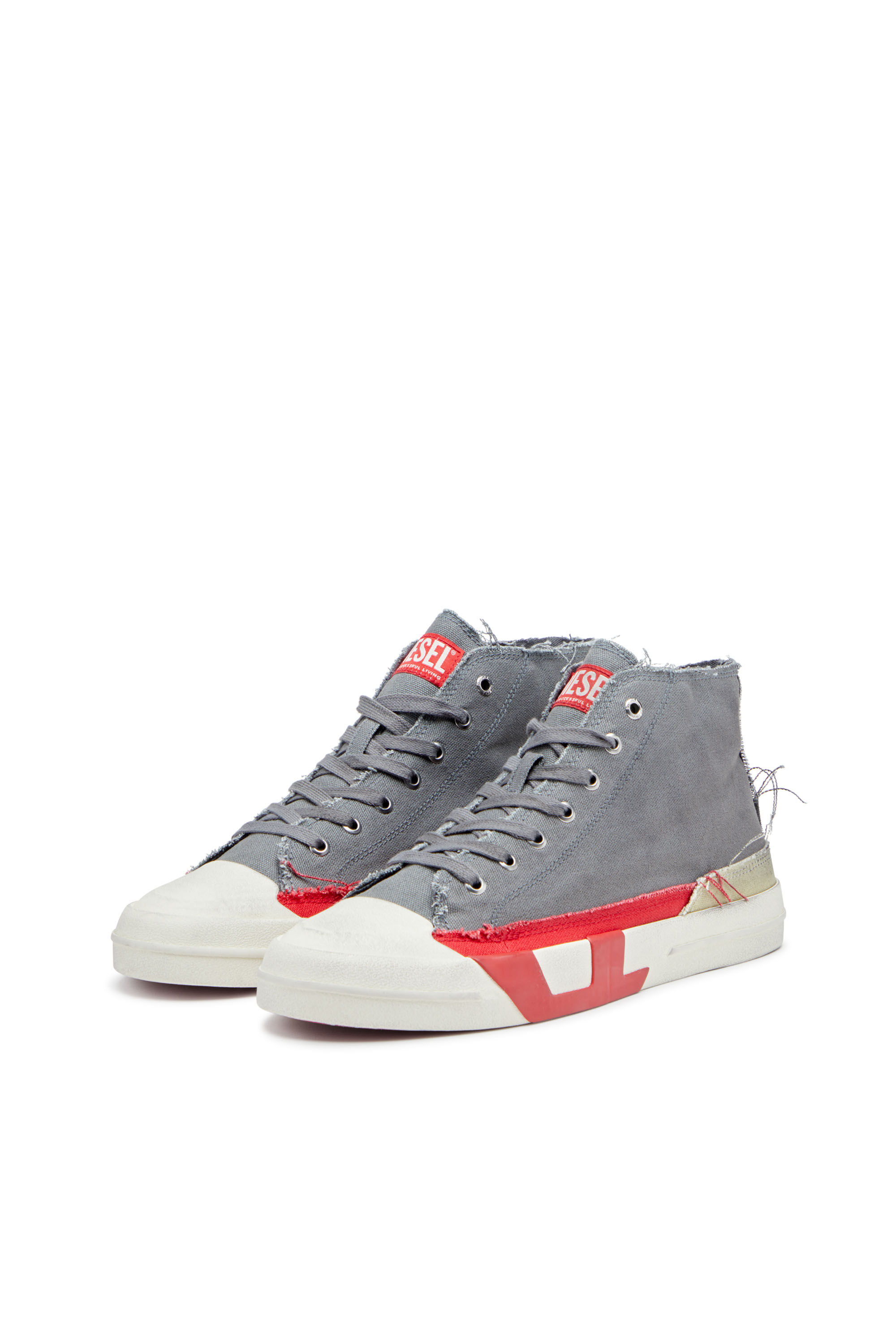 Men's S-D-Verse-Dirty-effect high-top canvas sneakers | Multicolor