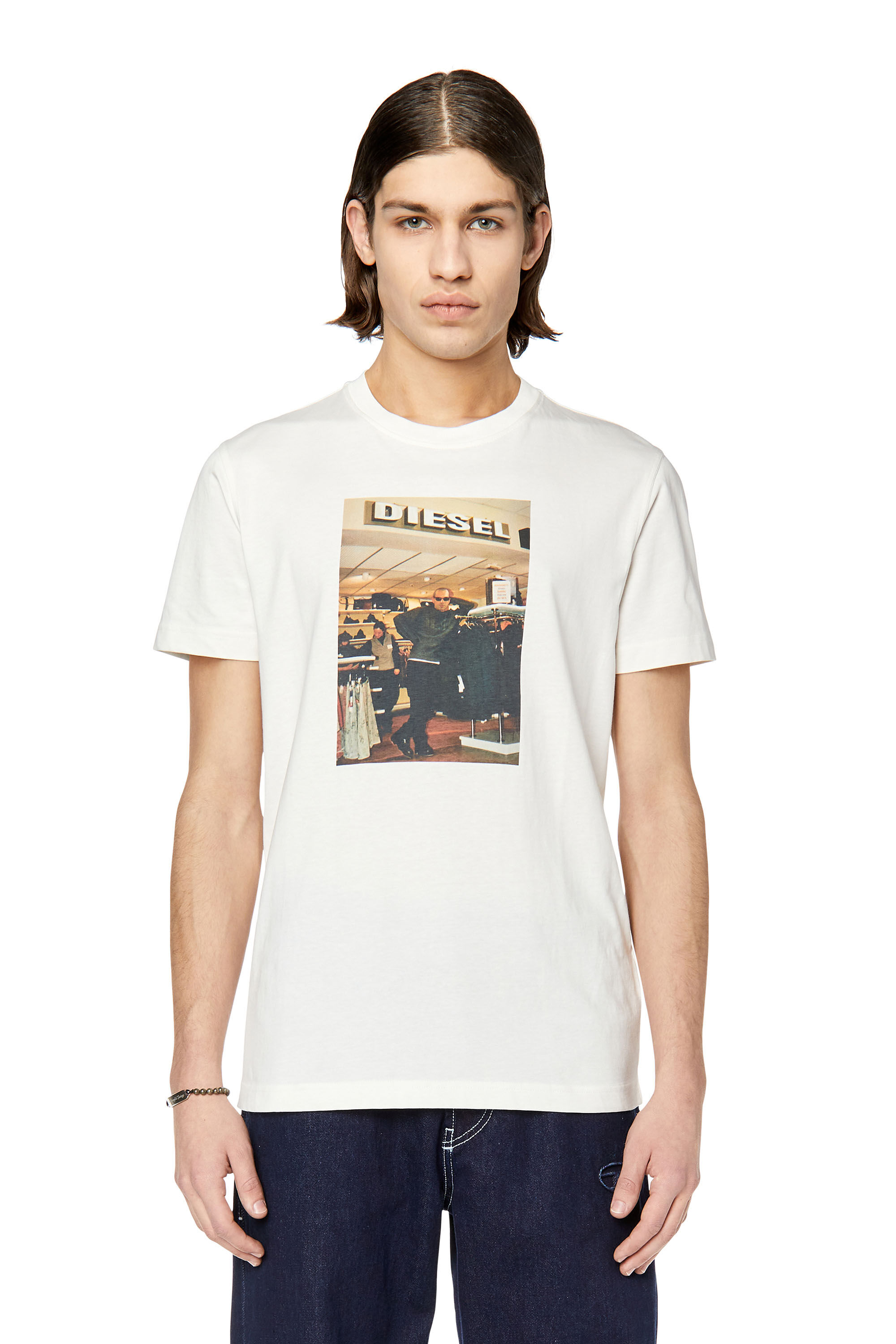Diesel - T-DIEGOR-G8, Male's T-shirt with Diesel store photo print in White - 3