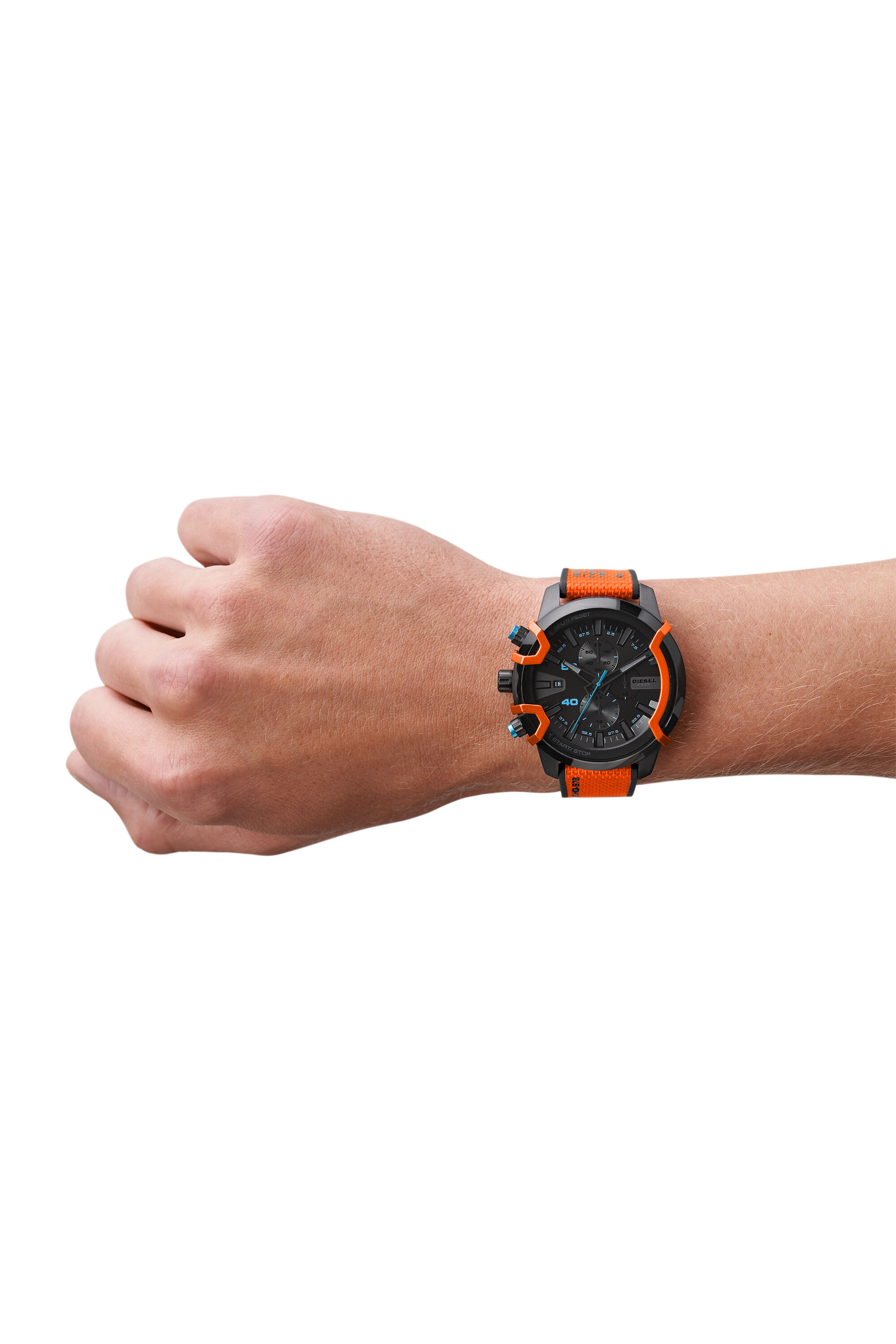 Diesel - DZ4562, Male's Griffed chronograph orange canvas watch in Orange - 4