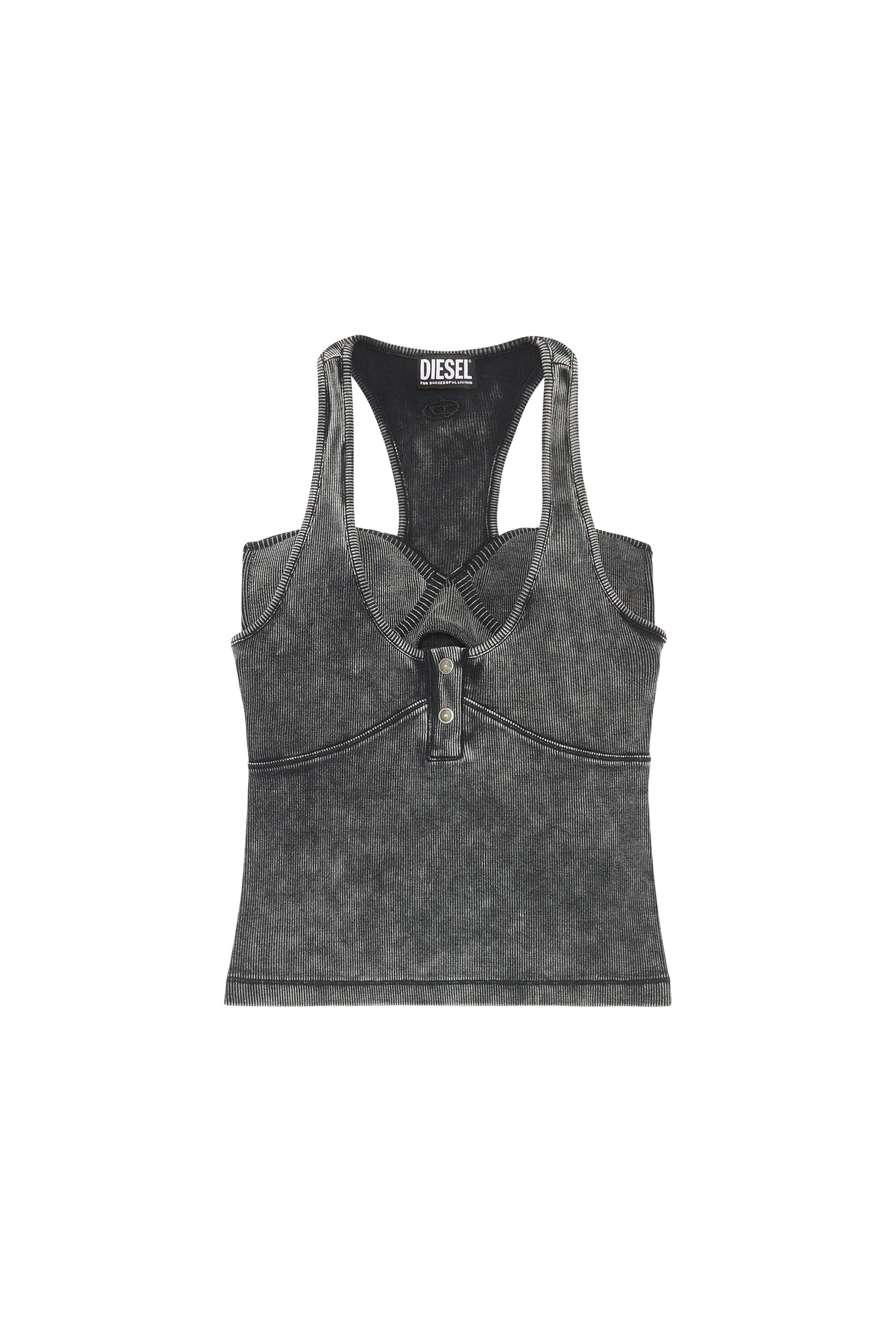 Diesel - T-ANIELLE, Female's Racerback top with lace bra in Black - 2