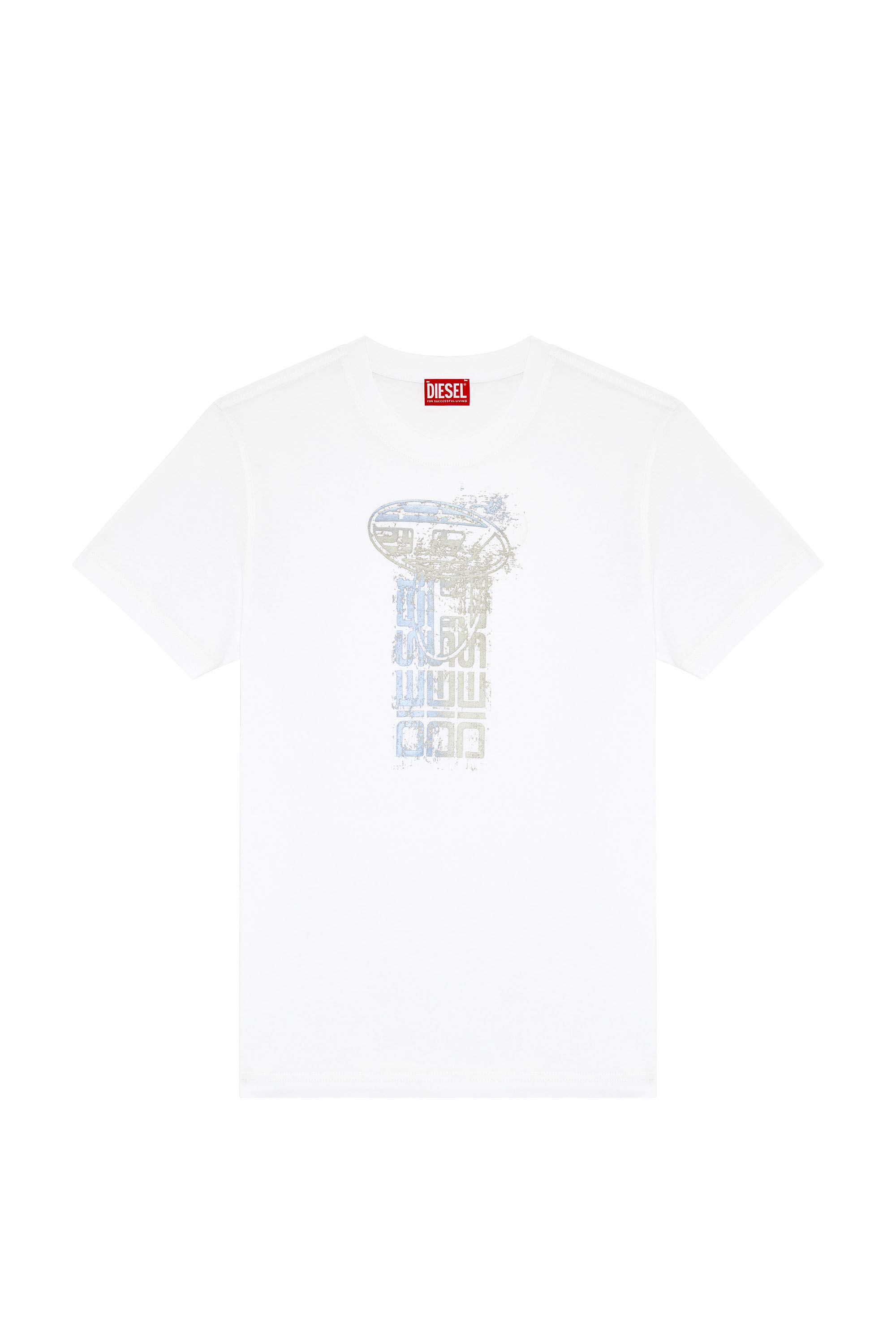 Men's graphic T-shirt with metallic logos | White | Diesel