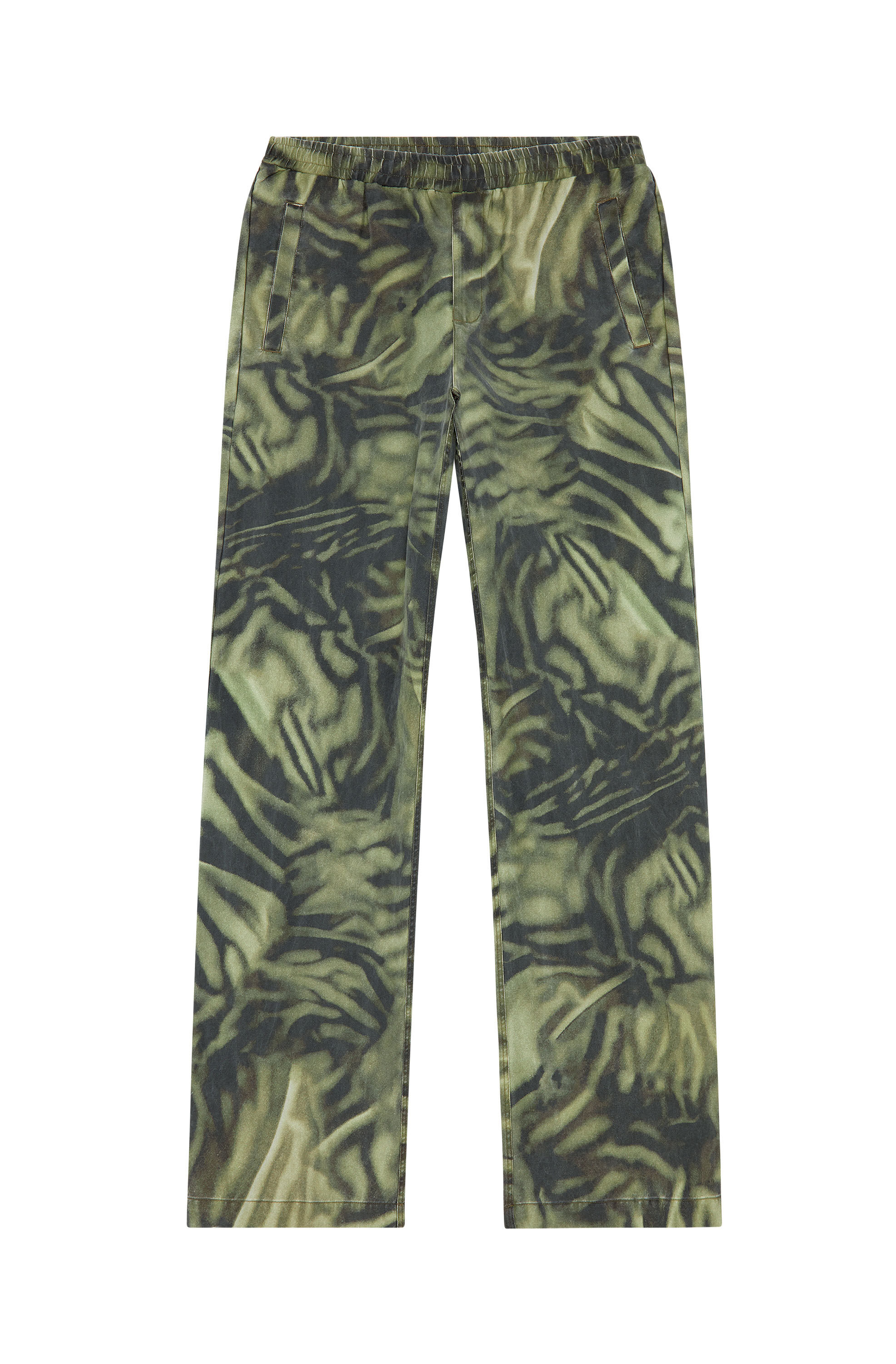 Diesel - P-GOLD-ZEBRA, Male's Twill pants with zebra-camo print in Military Green - 2