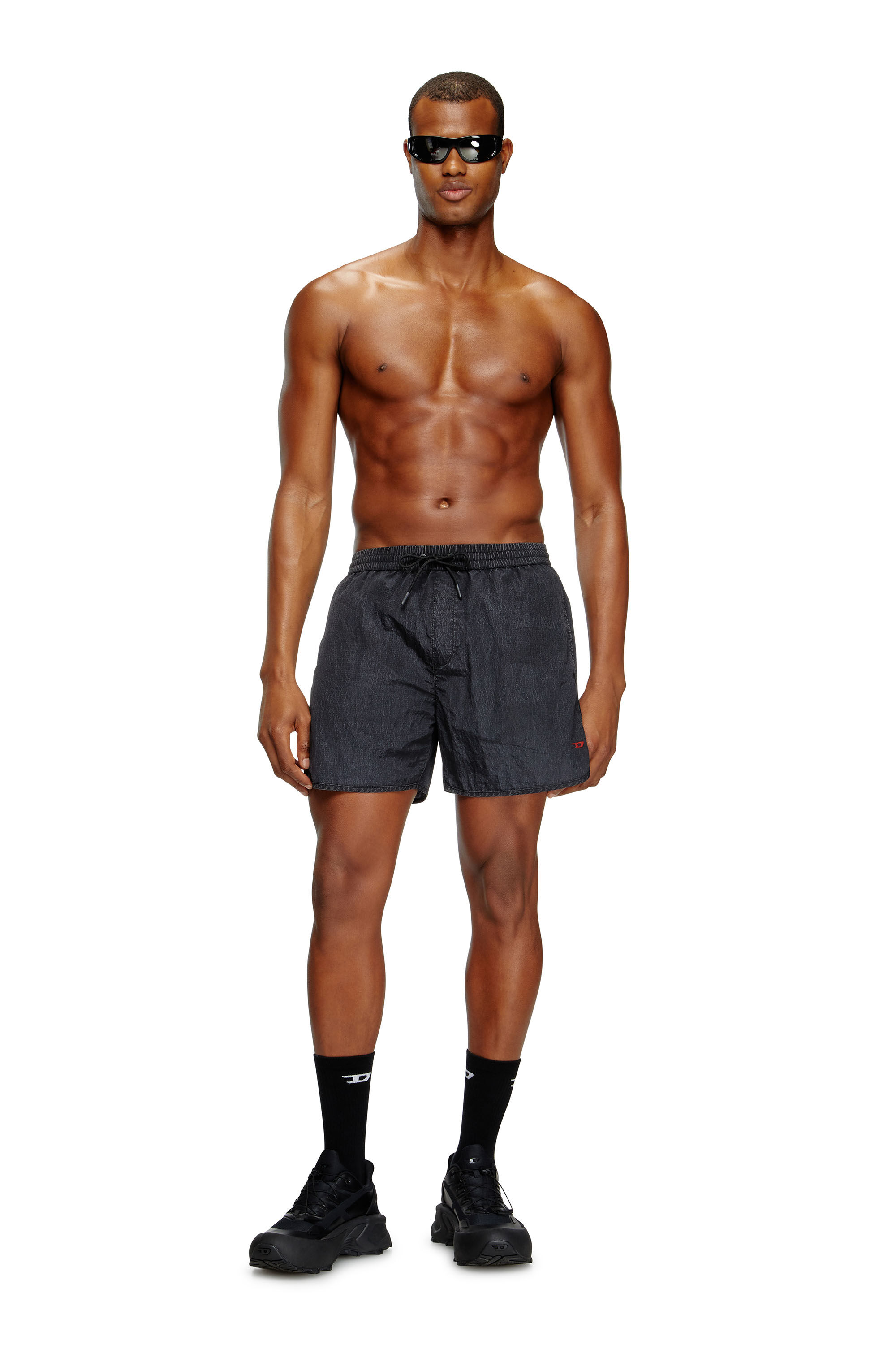 Diesel - JIMMIE-38-D-POP, Male's Mid-length swim shorts in treated ripstop in Black - 2