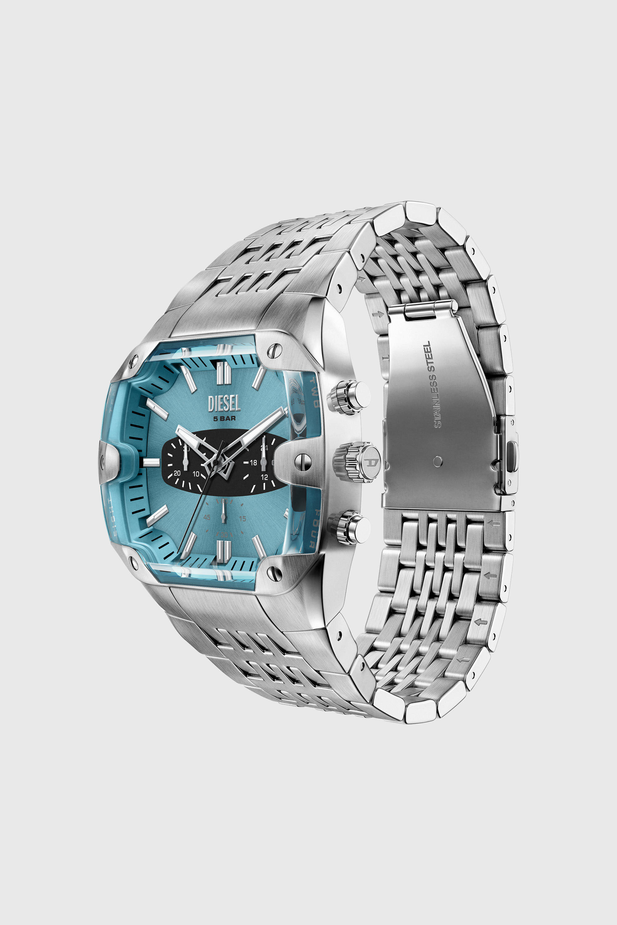 Diesel - DZ4725 WATCH, Male's Spiked cushion stainless steel watch in Silver - 7