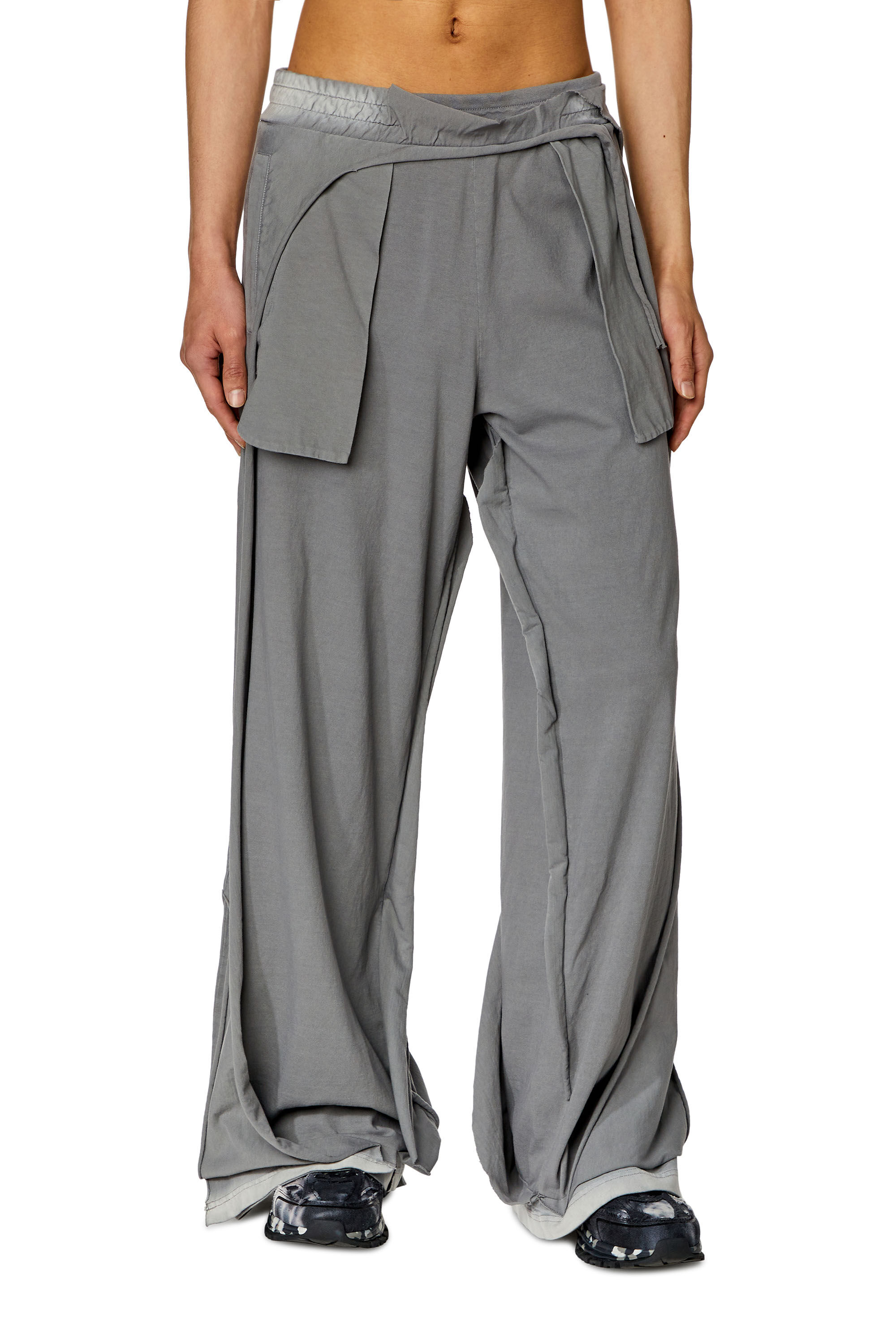 Diesel - P-TOPAHOOP-N1, Male's Sweatpants with destroyed peel-off effect in Grey - 3