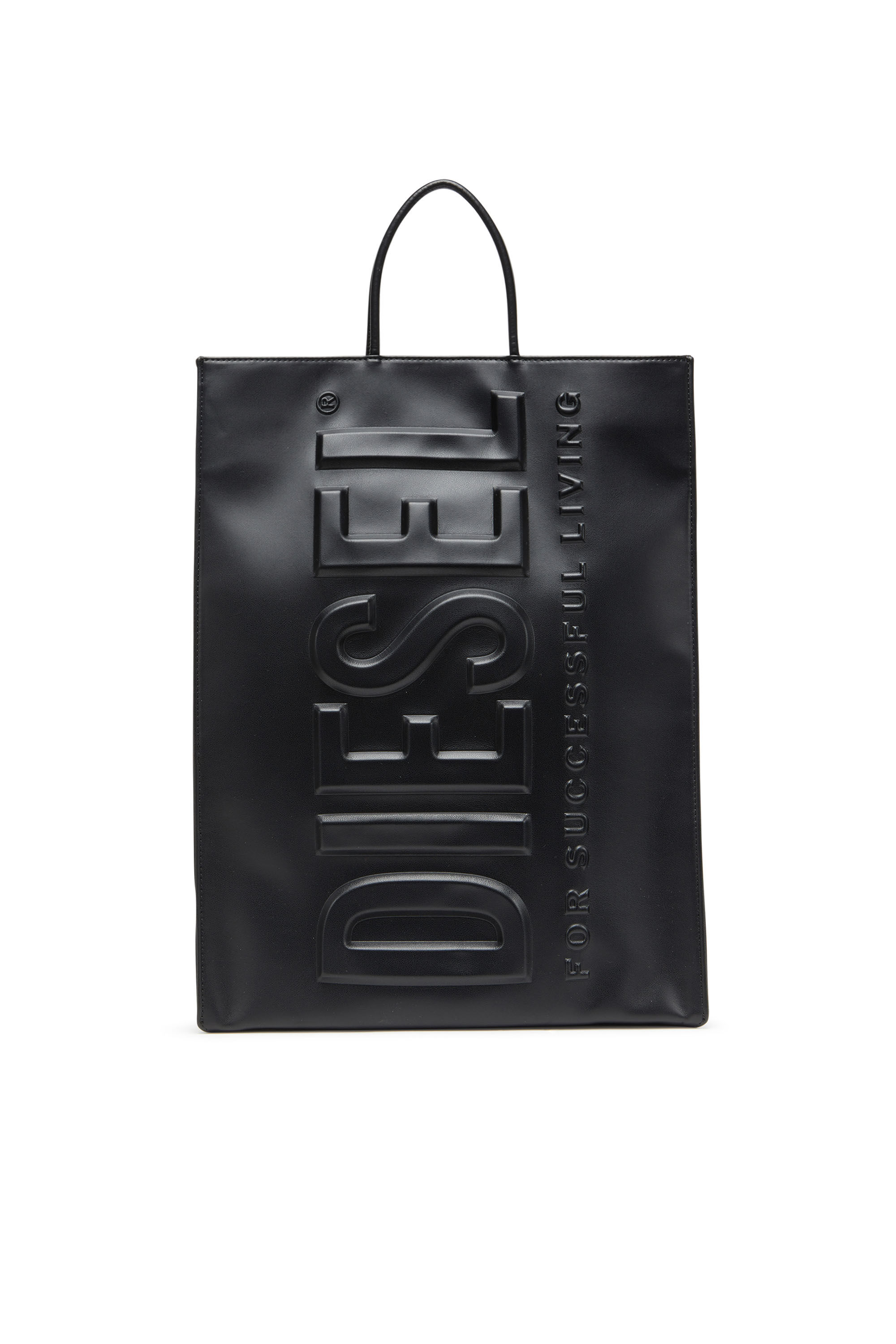 ●depound● Deerback Tote Black DP2412BG008MBBXX Men's Dsl 3D L-Large PU tote bag with embossed logo | Black