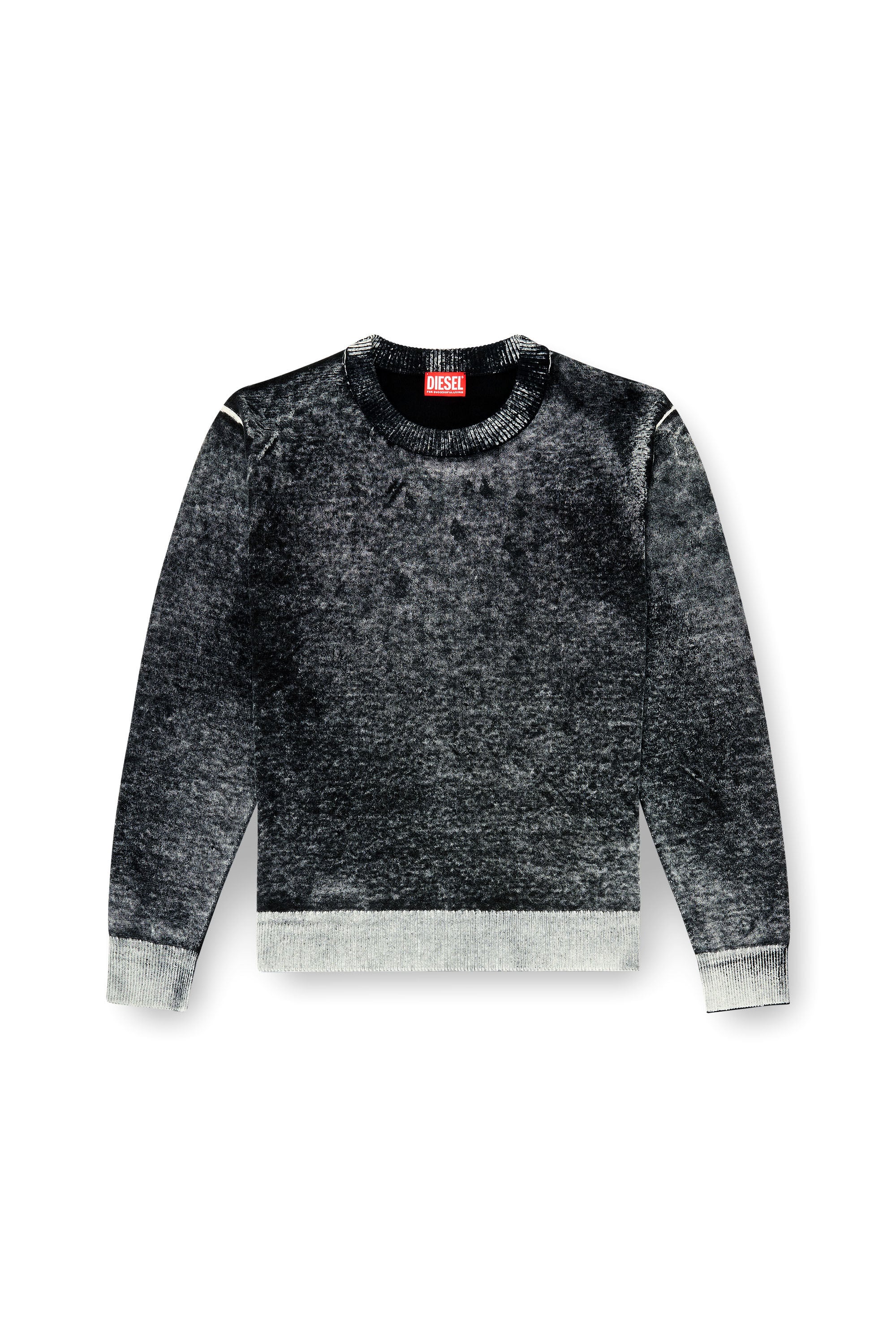Diesel - K-LAURENT, Male's Jumper with faded reverse print in Black - 2