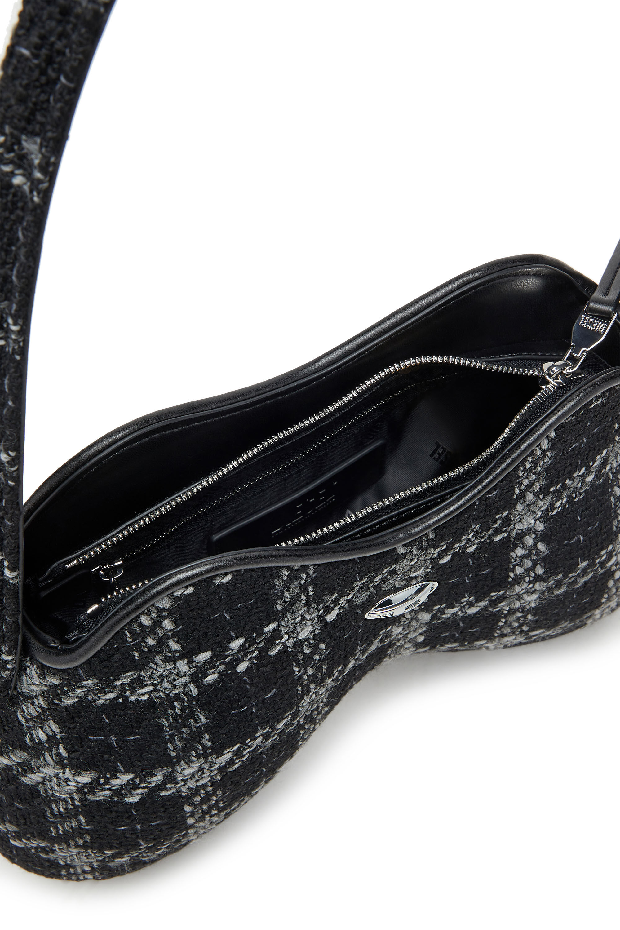 Diesel - DOUBLE-D SHOULDER, Female's Double-D-Shoulder bag with houndstooth motif in Black - 2