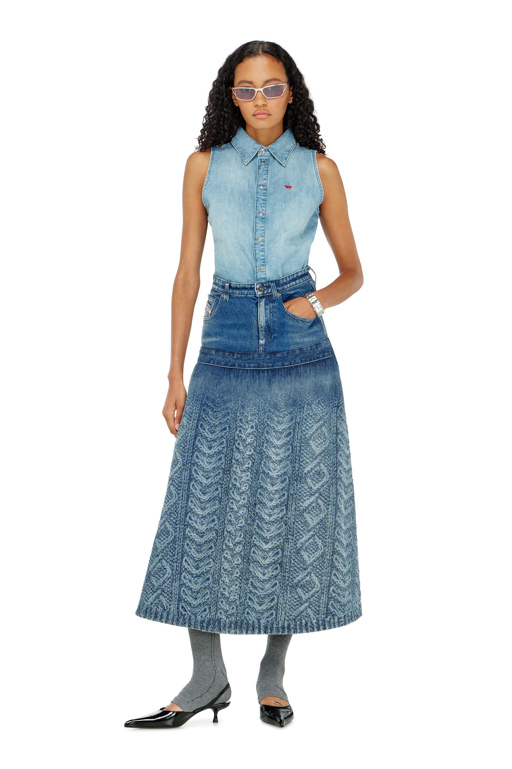 Diesel - DE-EAZY-SL, Camisa vaquera sin mangas Mujer in Azul marino - 1