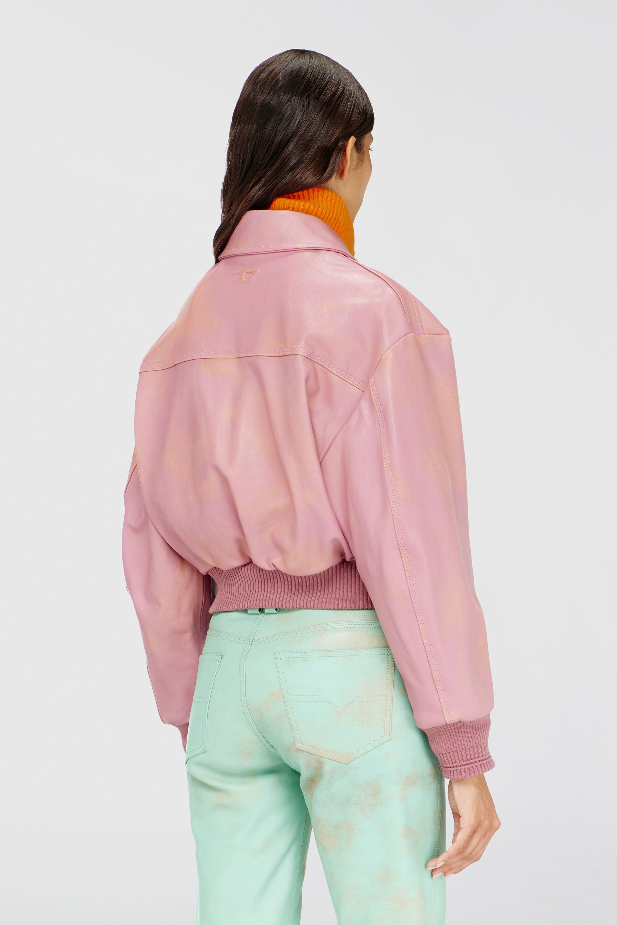 Diesel - L-AVIA, Woman's Aviator jacket in treated leather in Pink - 5