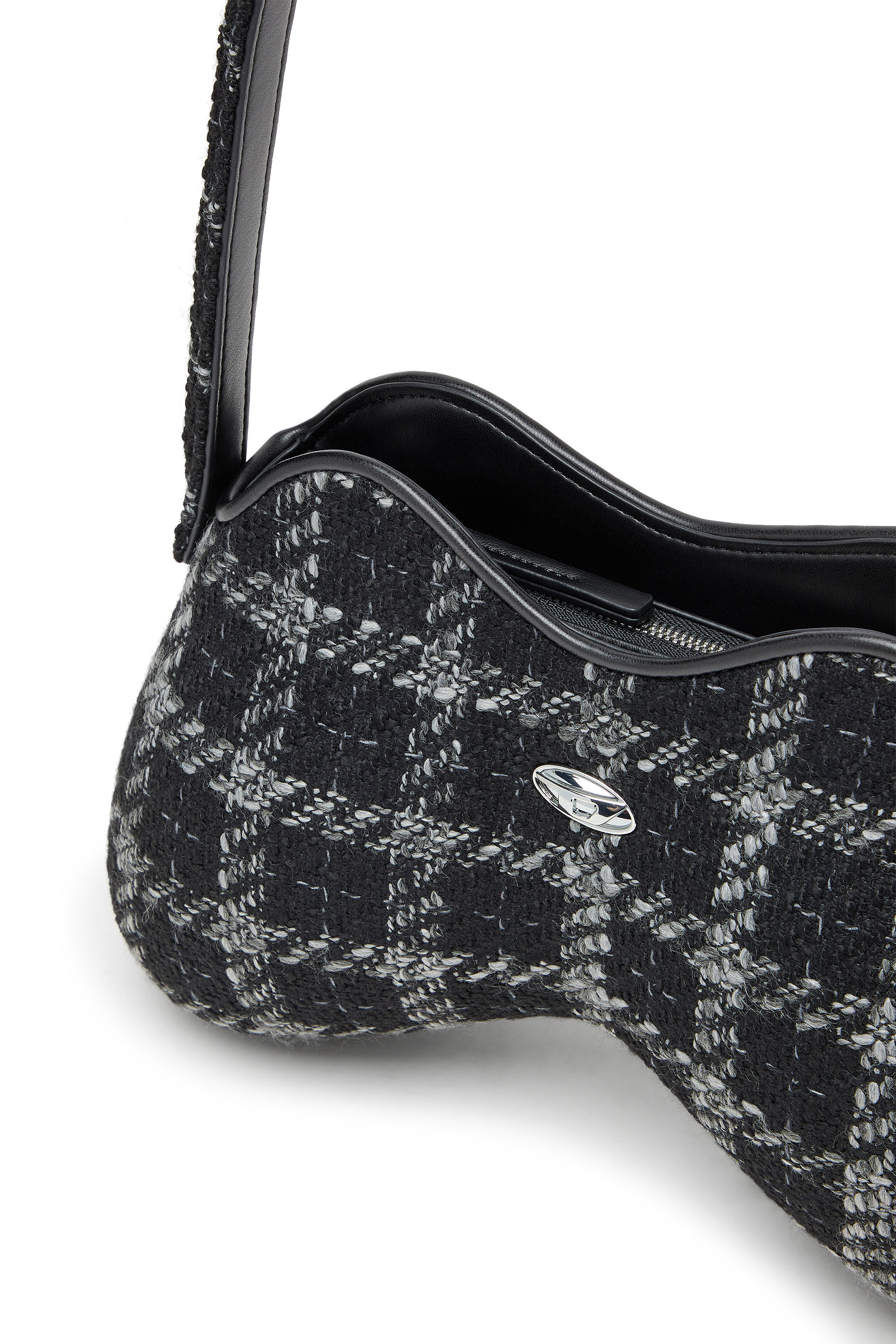 Diesel - DOUBLE-D SHOULDER, Female's Double-D-Shoulder bag with houndstooth motif in Black - 5