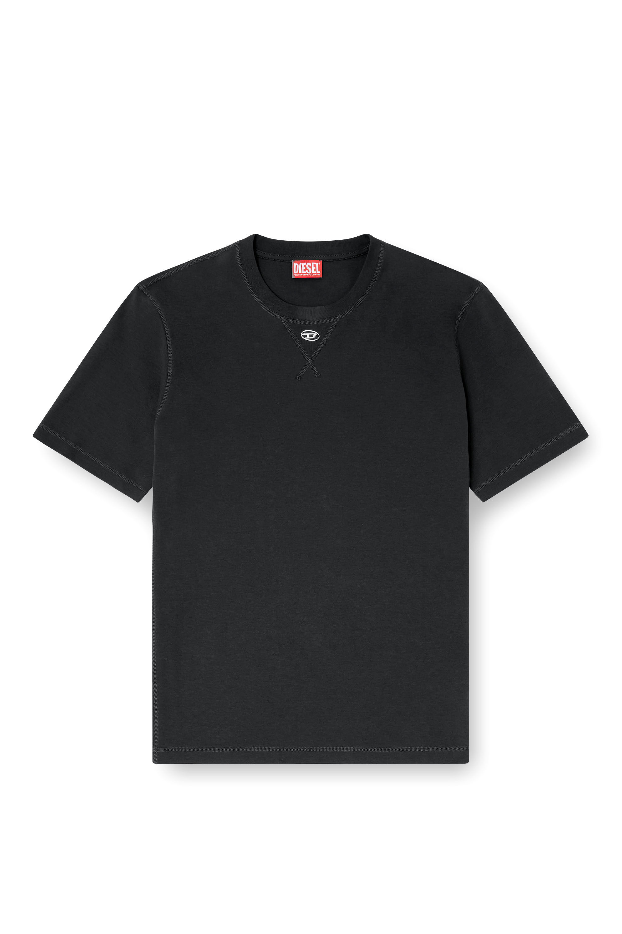 Men's Regular T-shirt with crew neck and Oval D | Grey | Diesel US